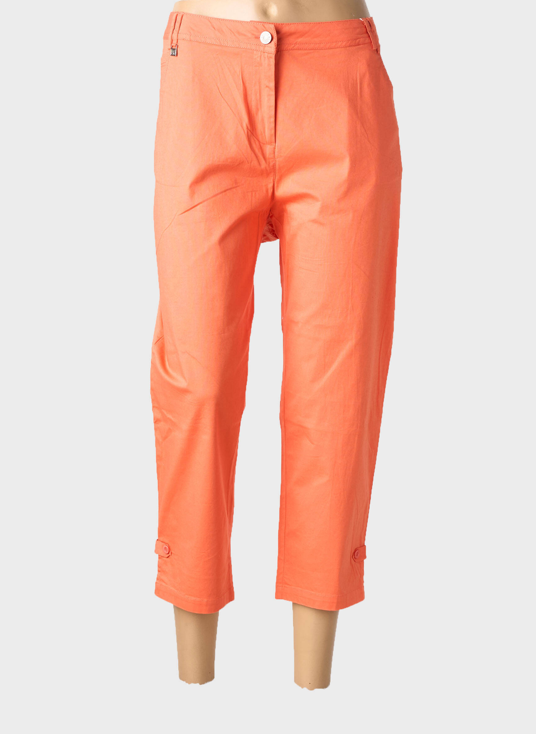 Pantacourt tissage popeline taille normale orange AGATHE & LOUISE femme