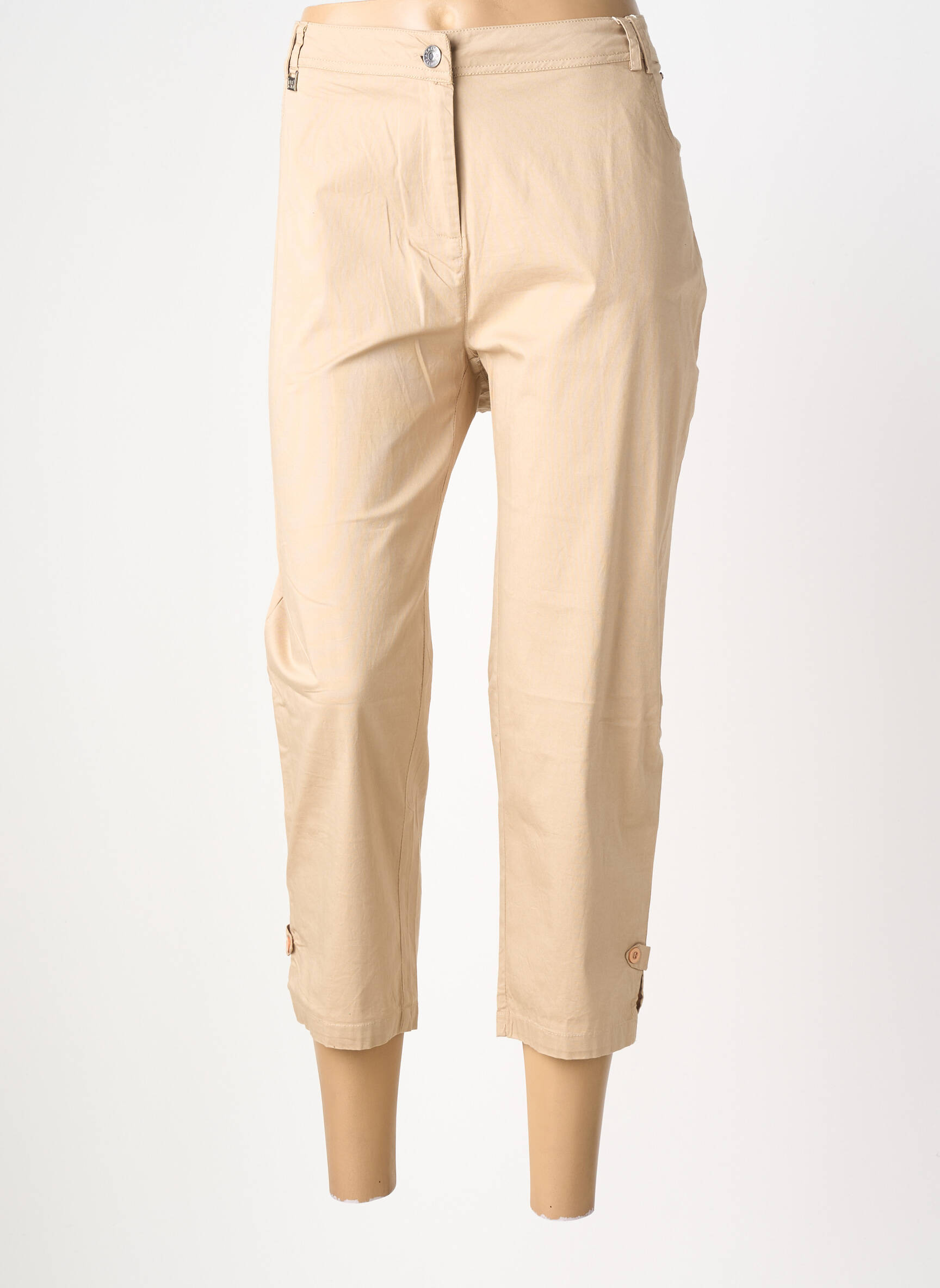 Pantacourt tissage popeline taille normale beige AGATHE & LOUISE femme