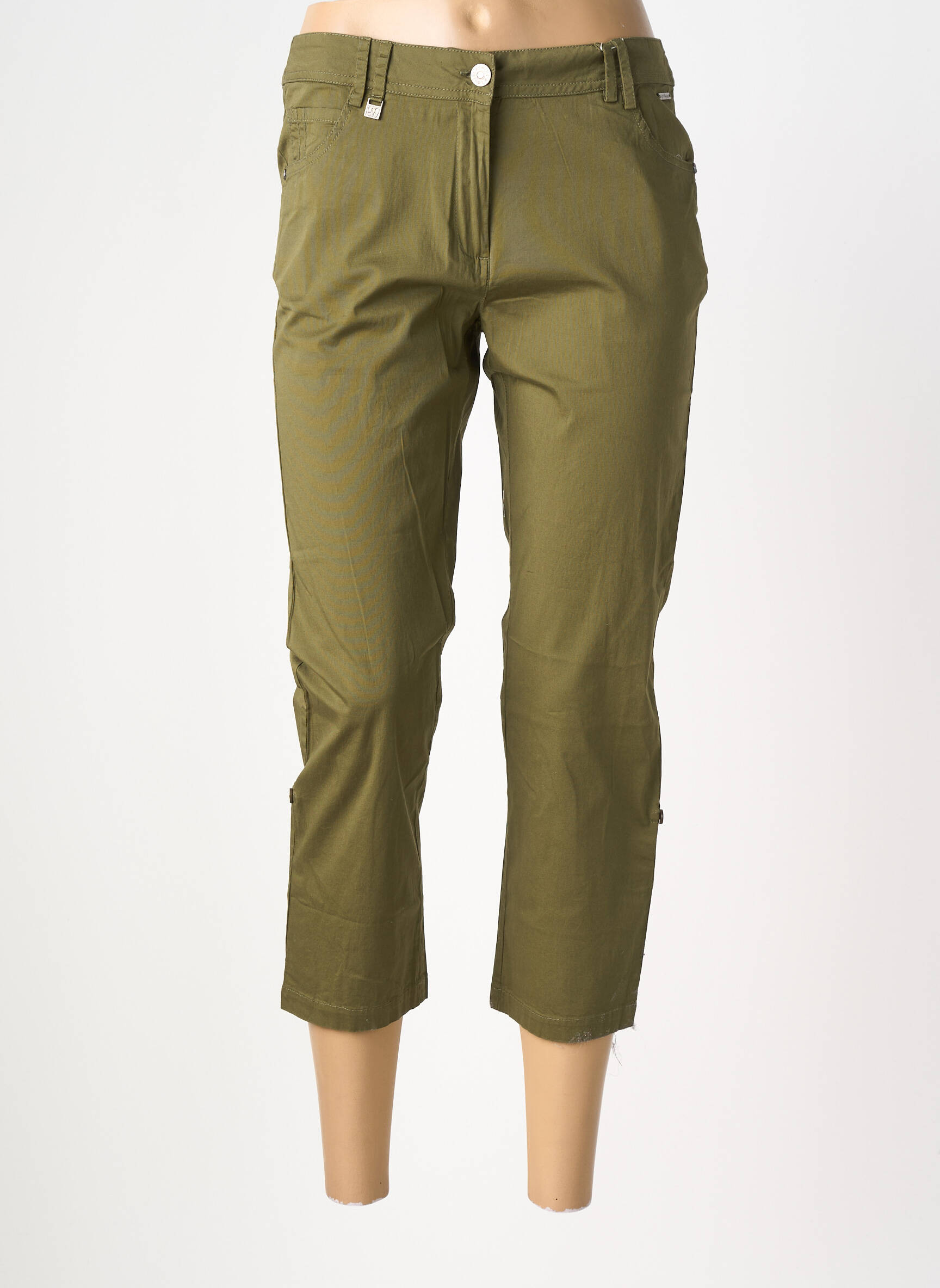 Pantacourt tissage popeline taille normale vert AGATHE & LOUISE femme