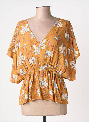 Top tissage crêpe manches courtes orange SURKANA femme