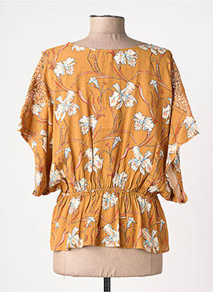 Top tissage crêpe manches courtes orange SURKANA femme