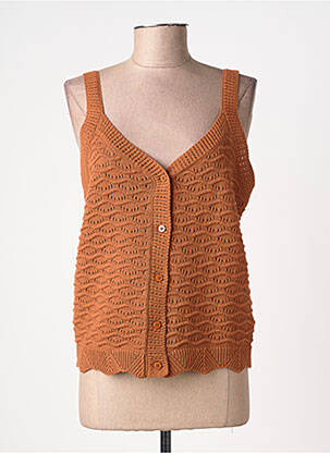 Pull col v fines bretelles marron C'EST BEAU LA VIE femme