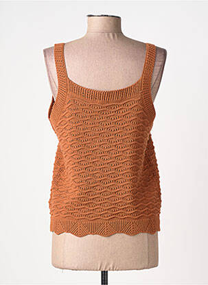 Pull col v fines bretelles marron C'EST BEAU LA VIE femme