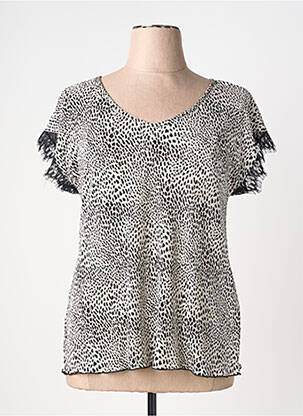 Top tissage crêpe manches courtes noir SPG JENUAN femme