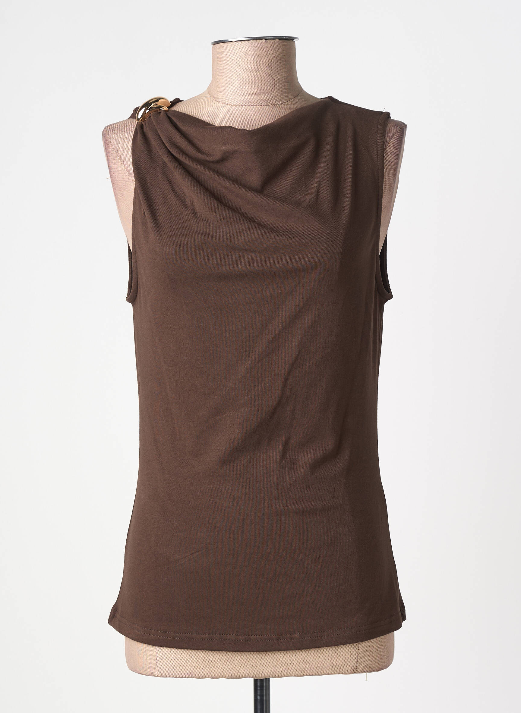 Top stretch sans manche marron GRACE & MILA femme
