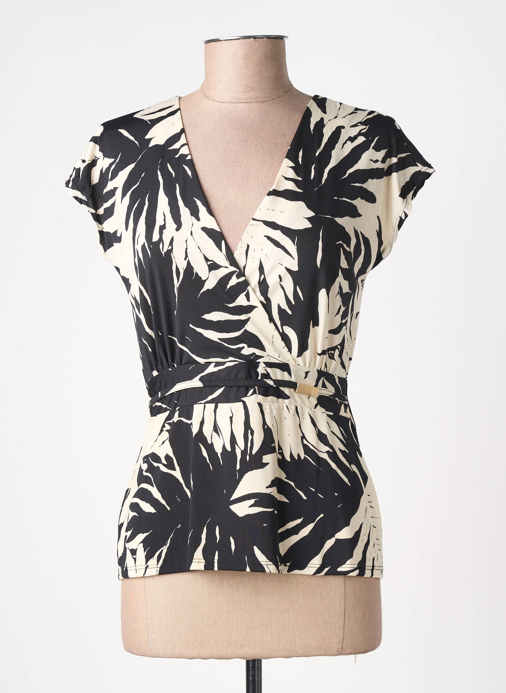 Top stretch manches courtes noir MORGAN femme