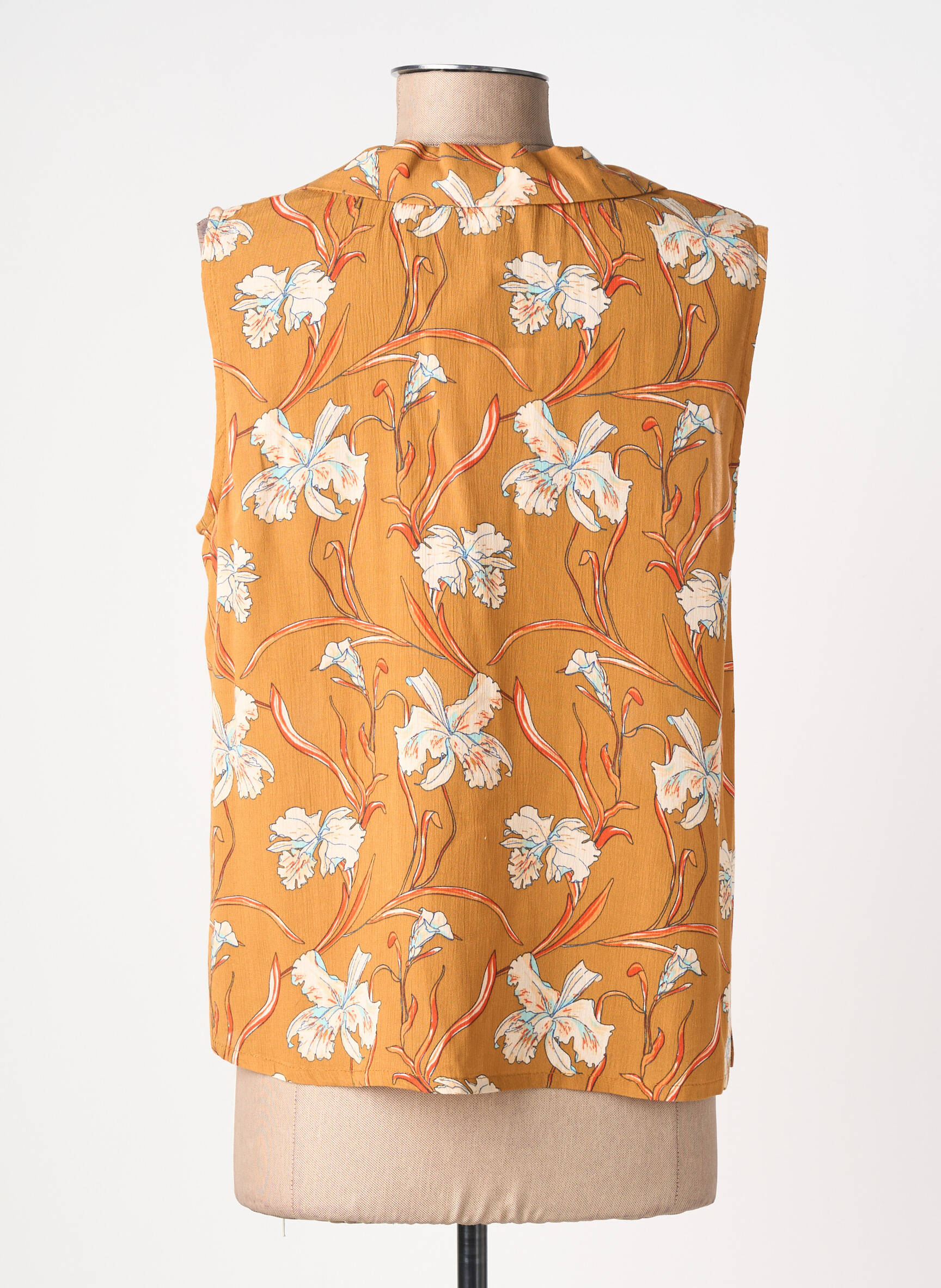Top tissage crêpe sans manche orange SURKANA femme
