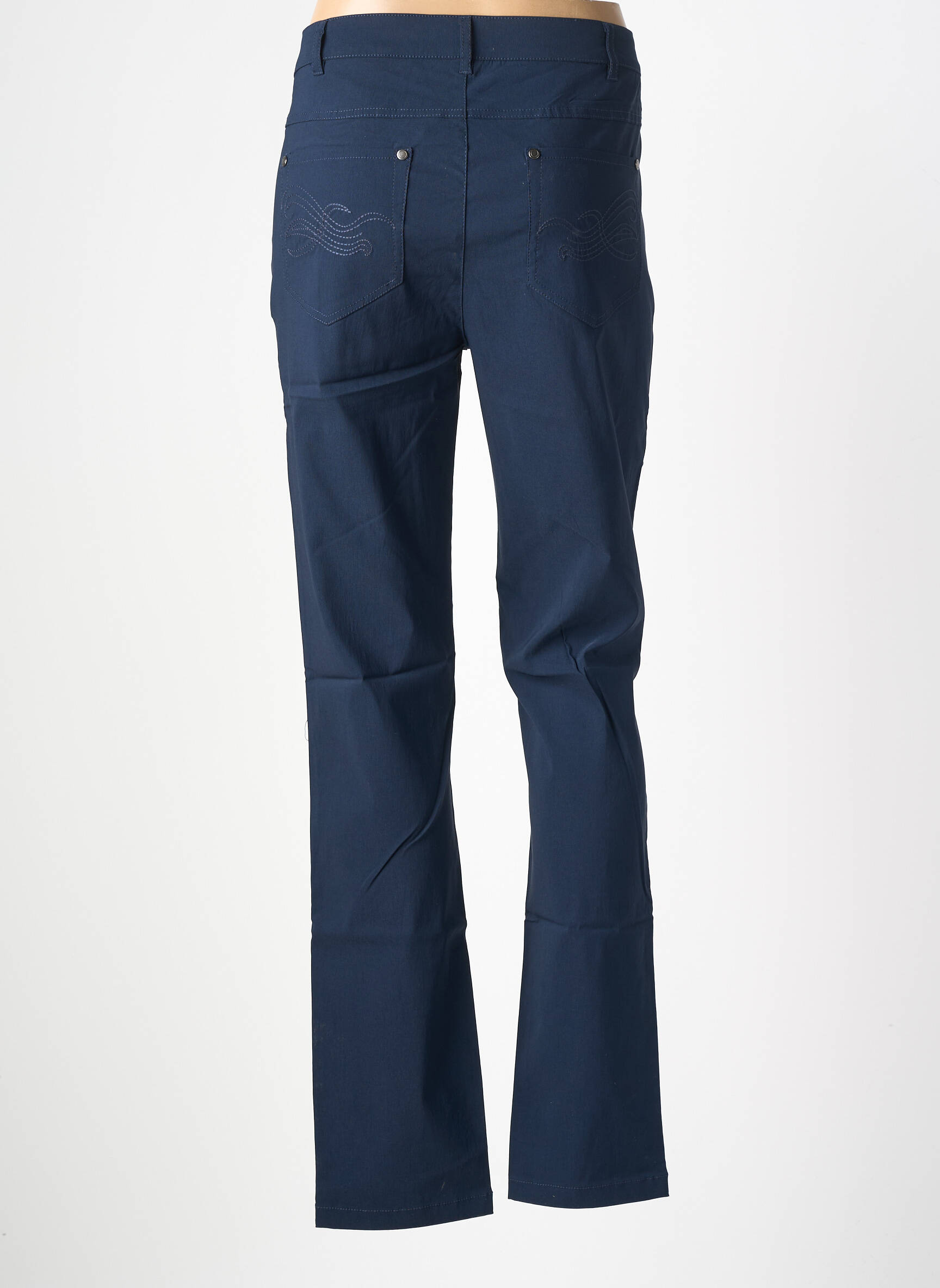 Pantalon droit stretch taille normale bleu CISO femme