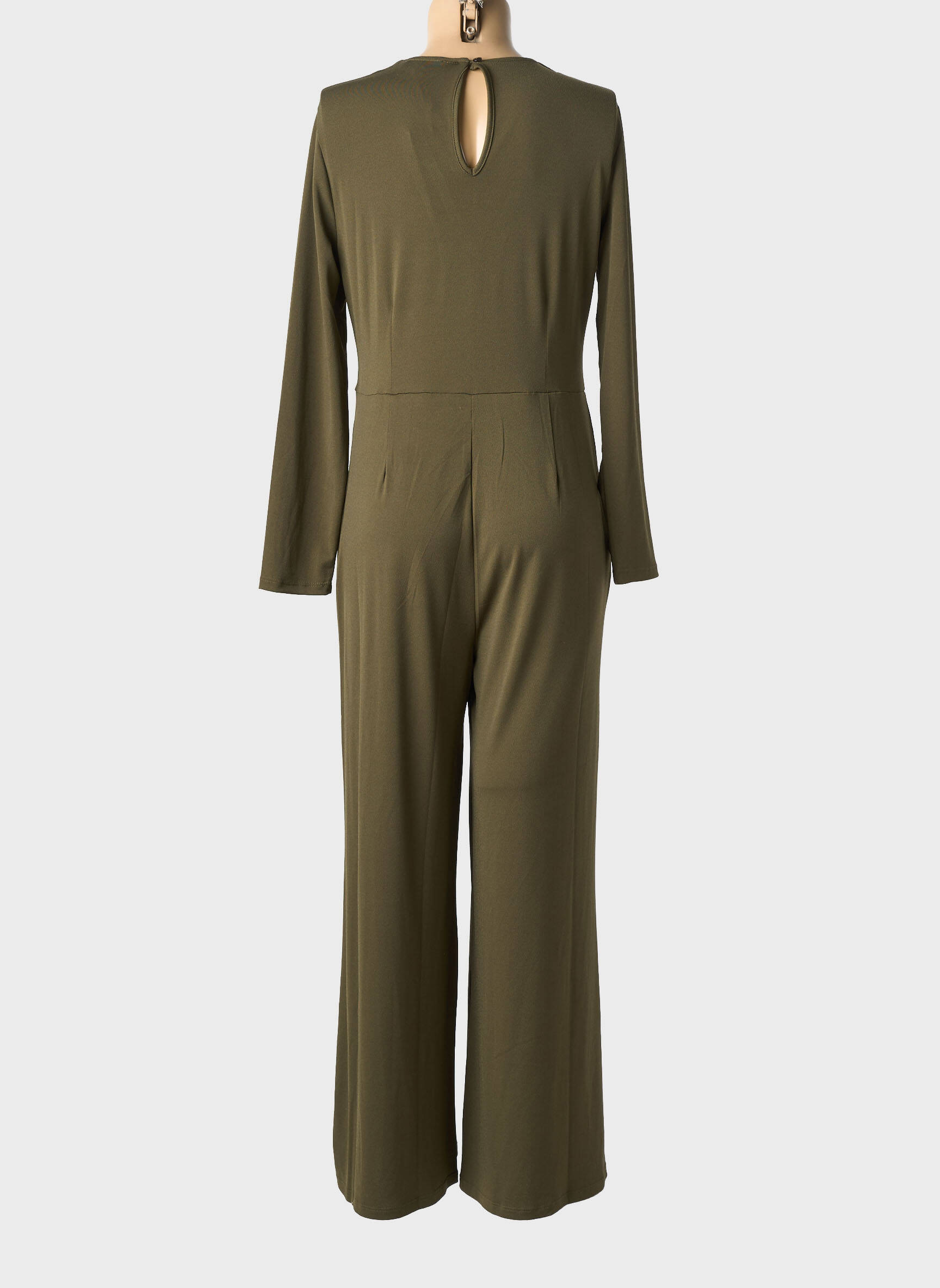 Combi-pantalon tissage popeline manches longues vert SURKANA femme
