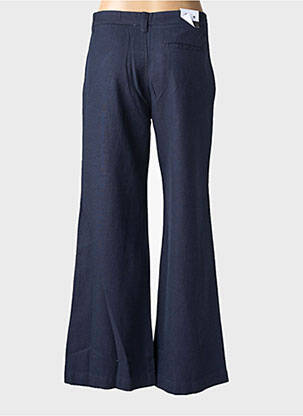 Pantalon droit fermeture zippée sous rabat boutonné taille normale bleu F.A.M. femme