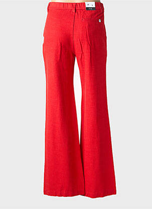 Pantalon droit fermeture zippée sous rabat boutonné taille normale rouge F.A.M. femme