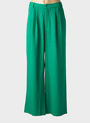Pantalon droit fermeture zippée sous rabat boutonné taille normale vert MOLLY BRACKEN femme