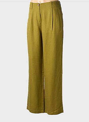 Pantalon droit tissage popeline taille normale vert SURKANA femme