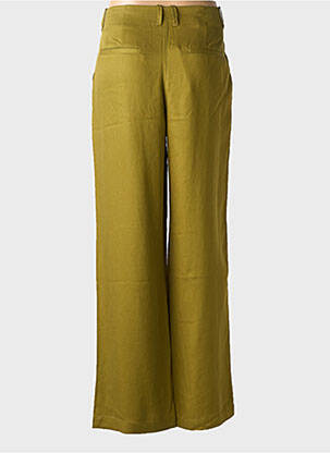 Pantalon droit tissage popeline taille normale vert SURKANA femme