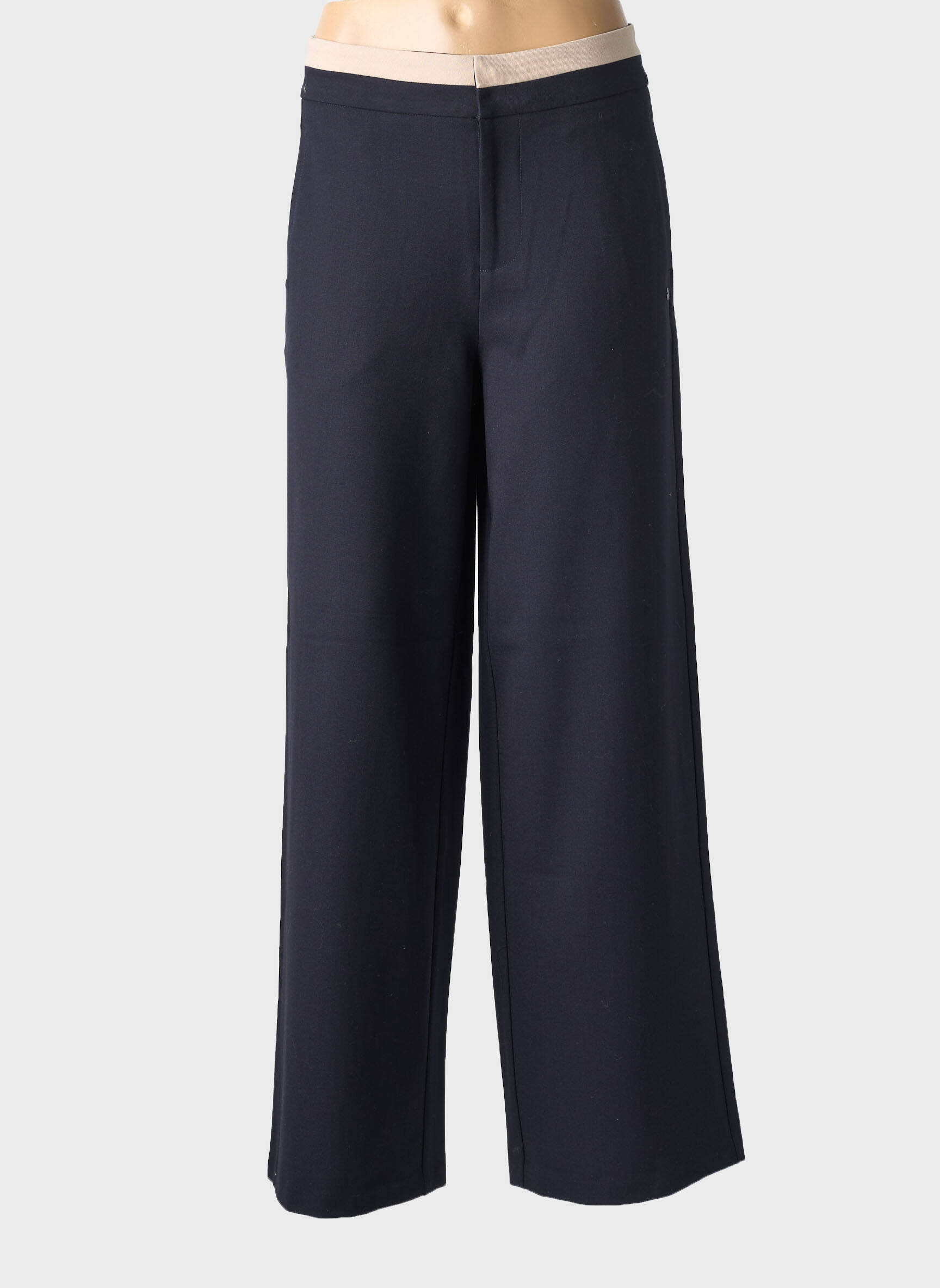 Pantalon droit tissage popeline taille normale bleu SURKANA femme