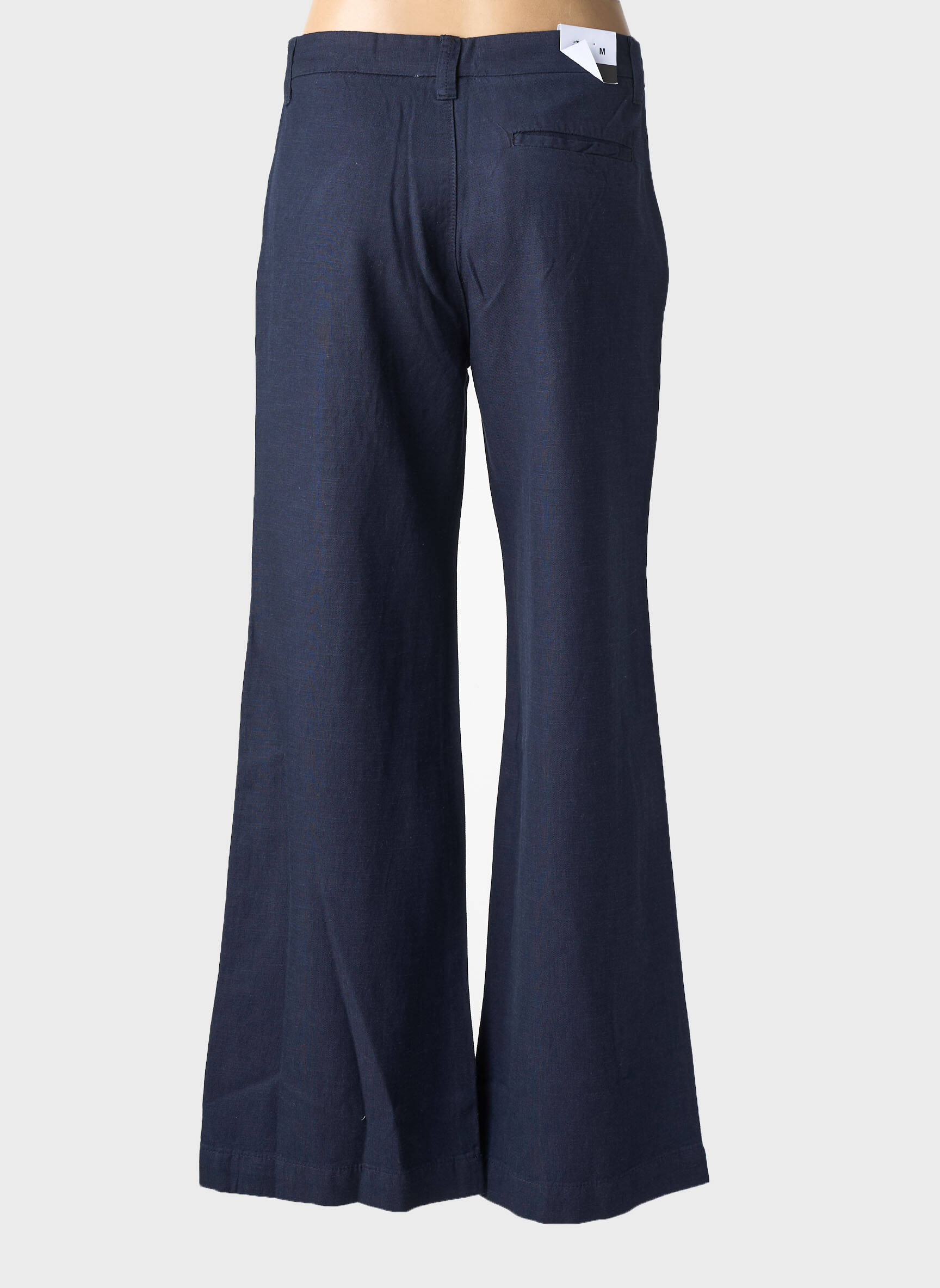 Pantalon droit fermeture zippée sous rabat boutonné taille normale bleu F.A.M. femme