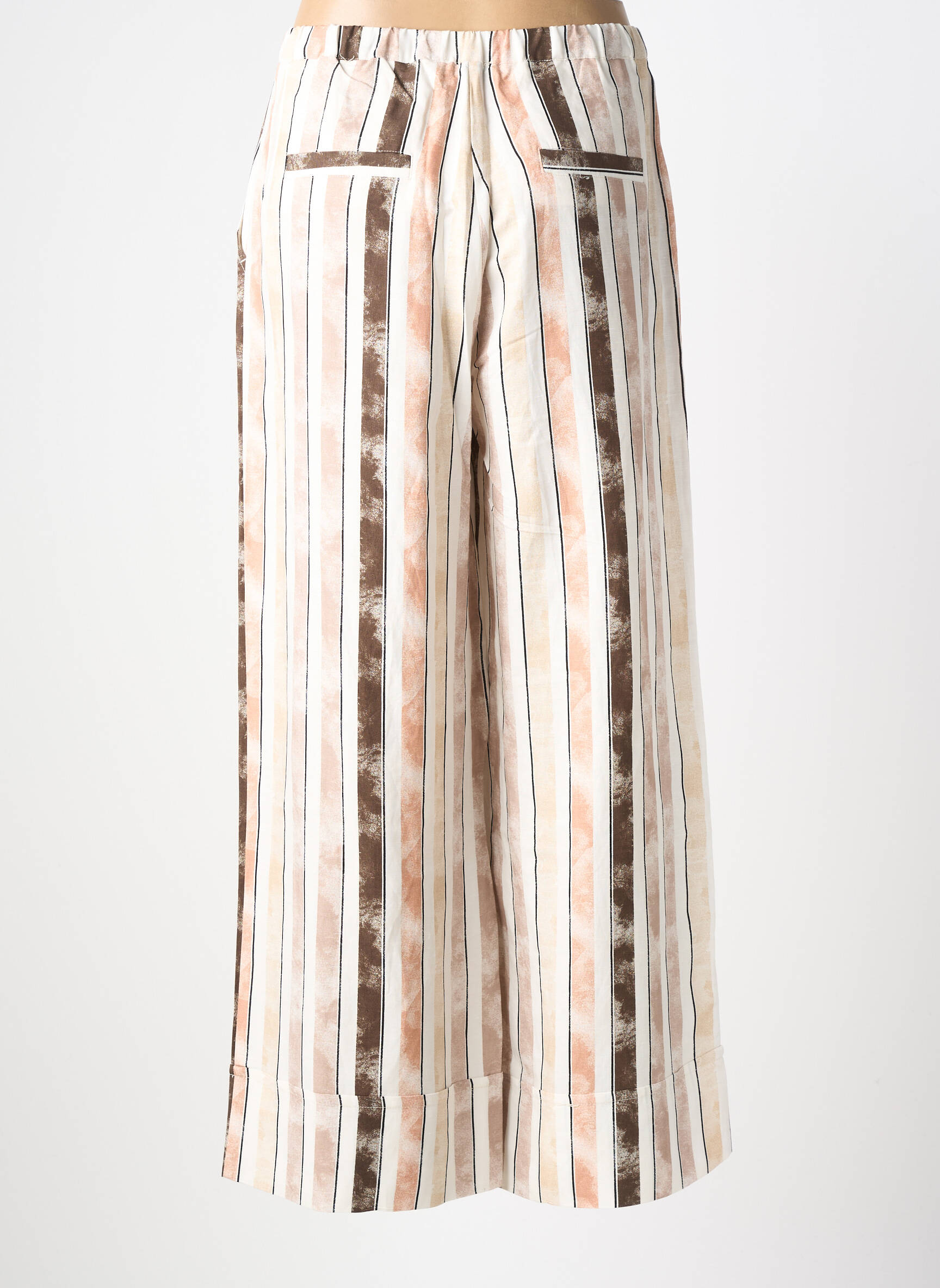 Pantalon droit fermeture zippée sous rabat boutonné beige SURKANA femme