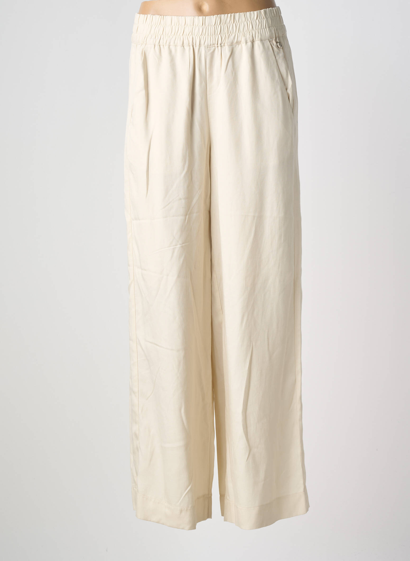 Pantalon droit tissage popeline taille normale beige RINO & PELLE femme
