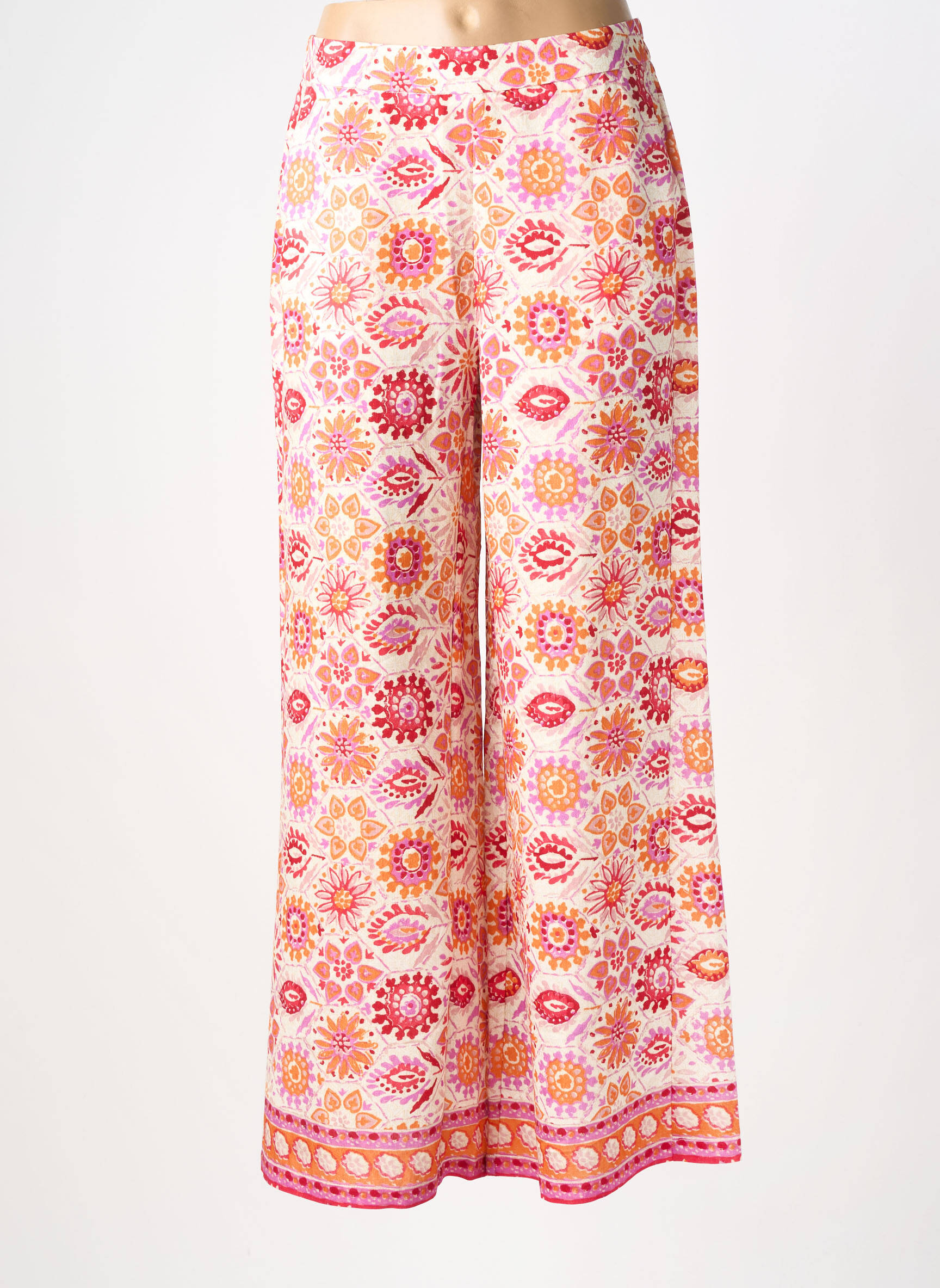 Pantalon droit taille élastique taille normale orange MOLLY BRACKEN femme