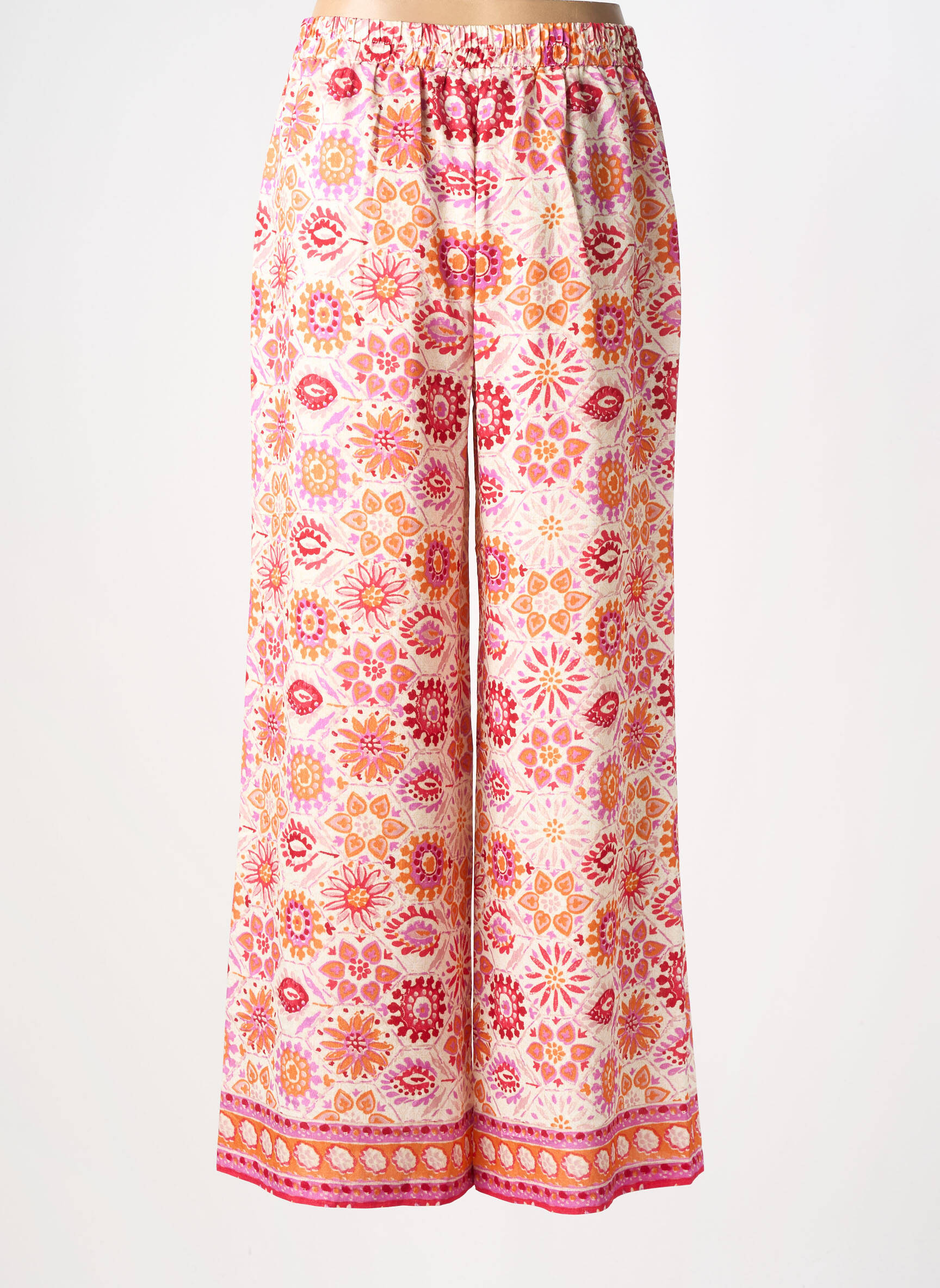 Pantalon droit taille élastique taille normale orange MOLLY BRACKEN femme