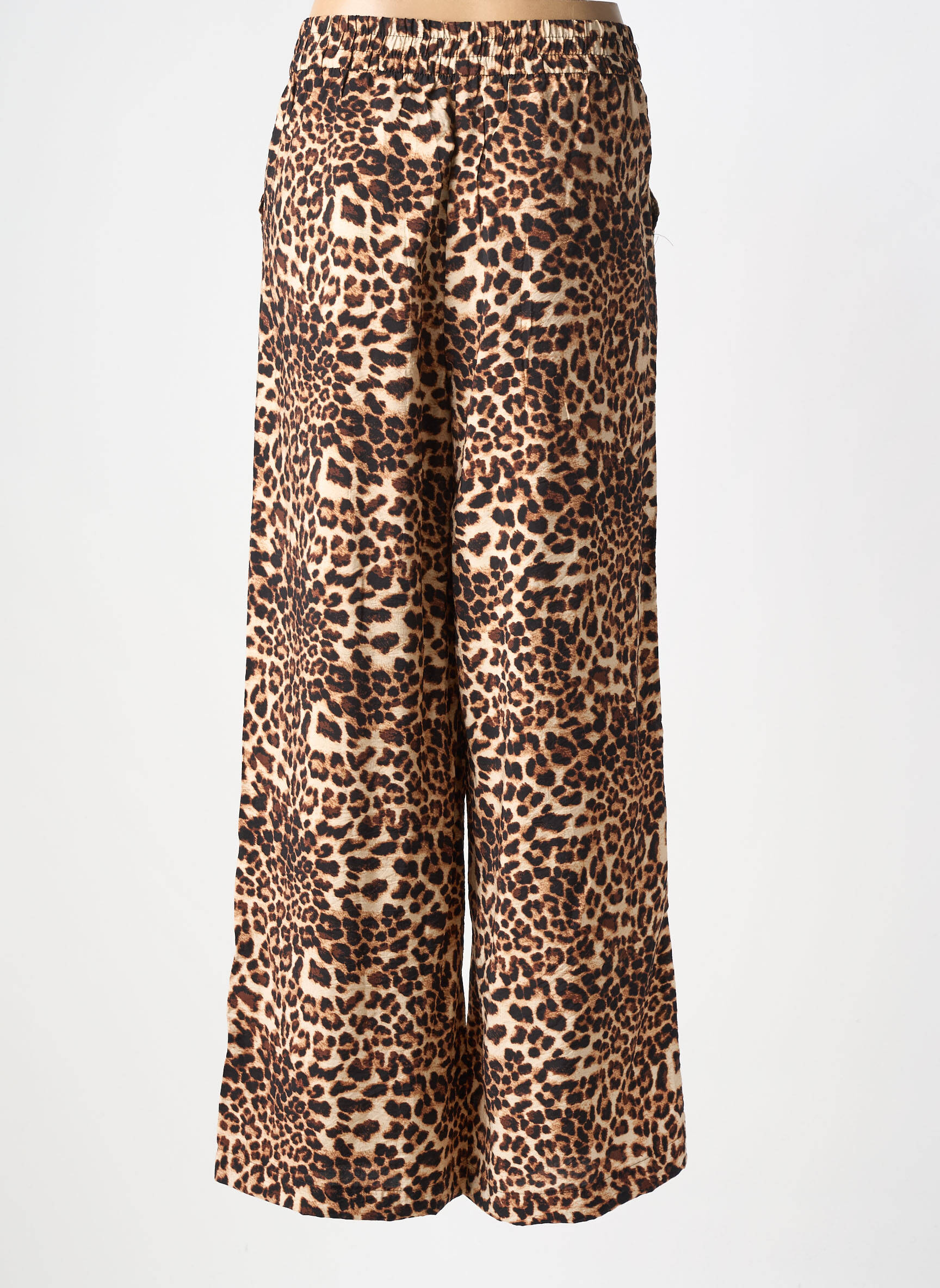 Pantalon droit tissage popeline taille normale marron ICHI femme