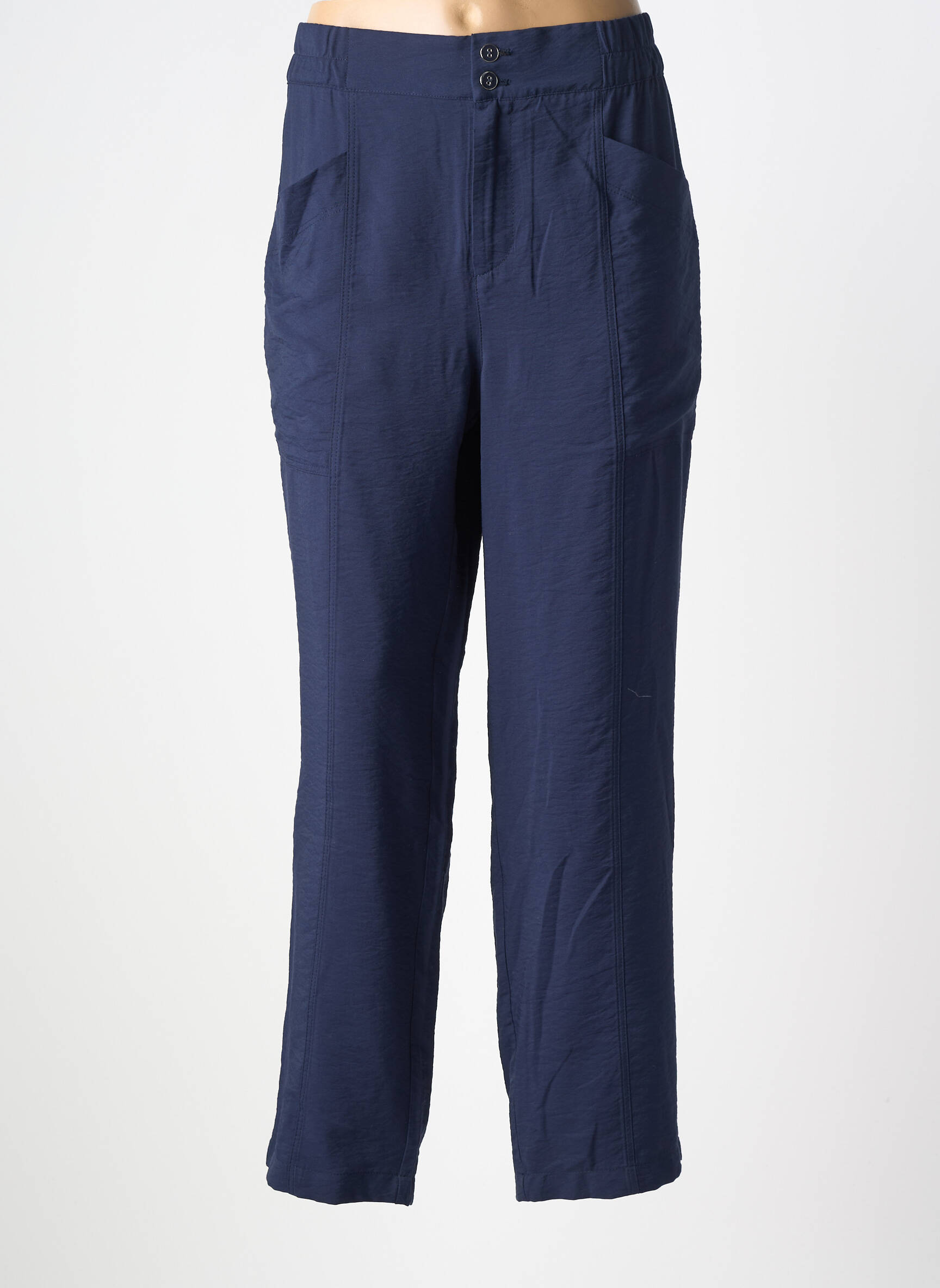 Pantalon droit taille élastique bleu STREET ONE femme