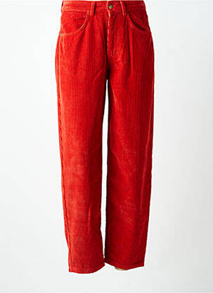 Pantalon droit stretch taille haute orange BLUTSGESCHWISTER femme