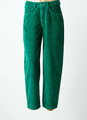 Pantalon droit stretch taille haute vert BLUTSGESCHWISTER femme
