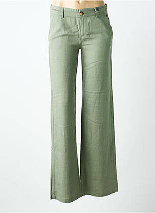 Pantalon droit tissage crêpe taille basse vert FREEMAN T.PORTER femme