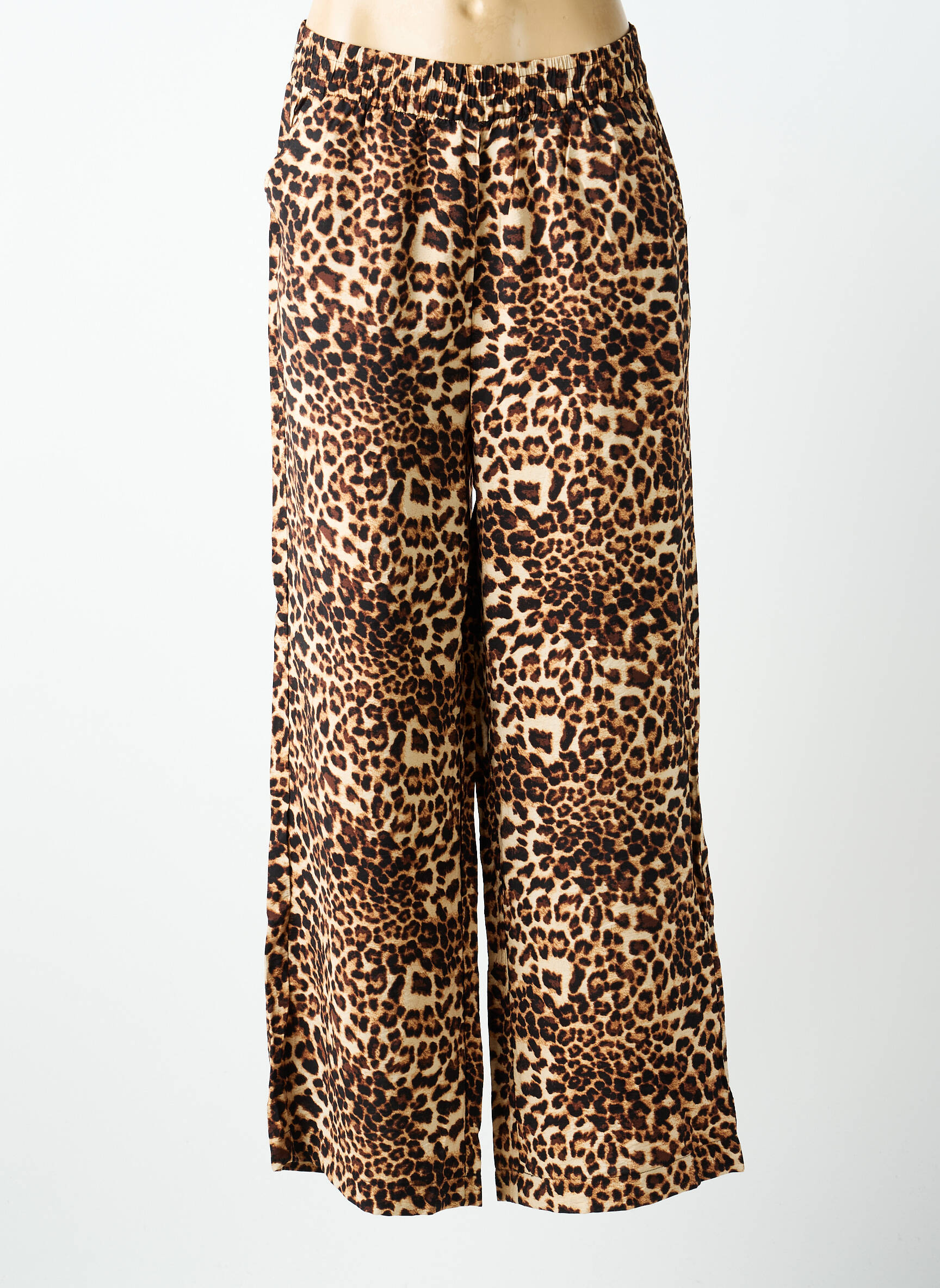Pantalon large coupe fluide taille normale beige ICHI femme