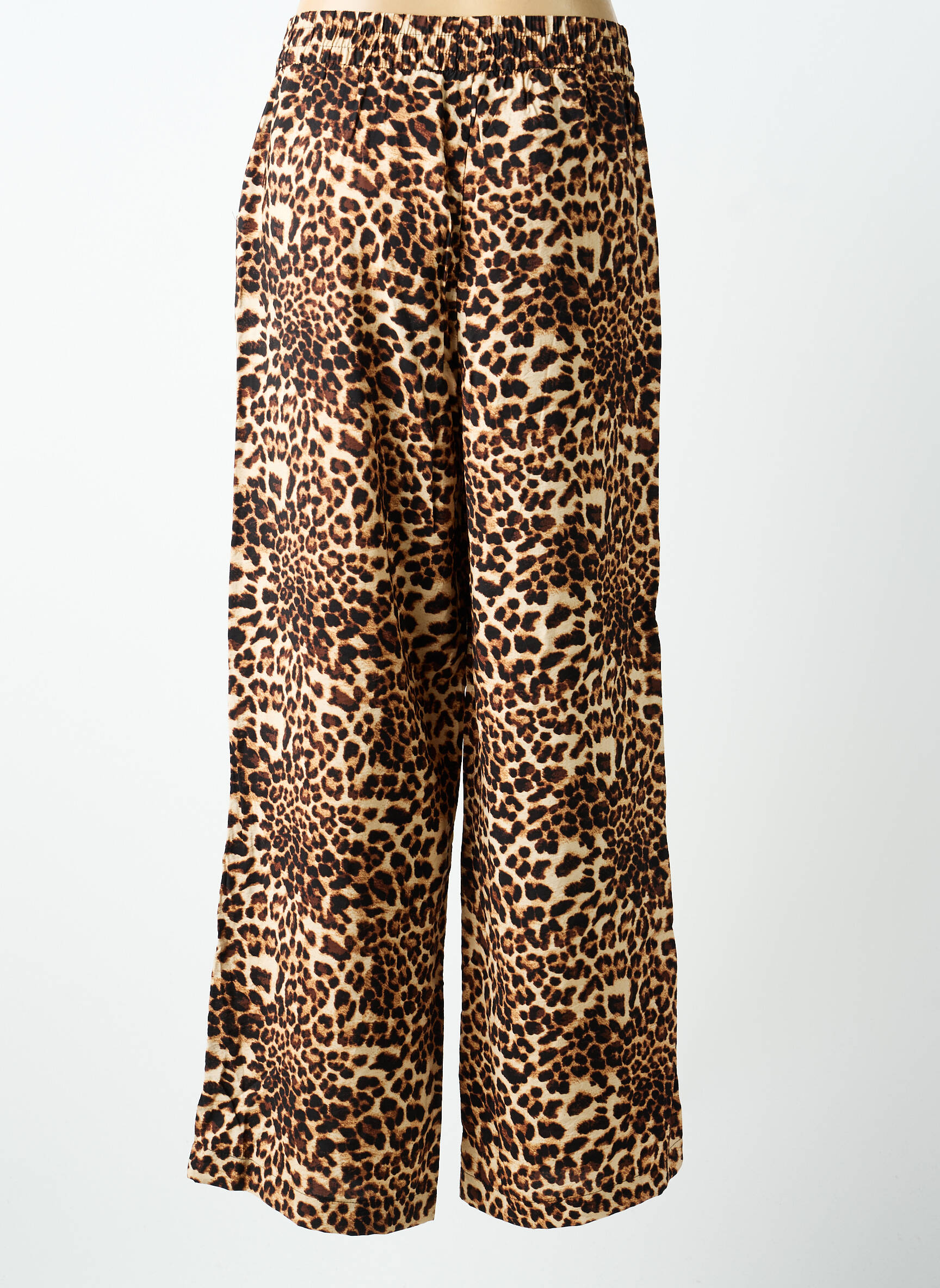 Pantalon large coupe fluide taille normale beige ICHI femme