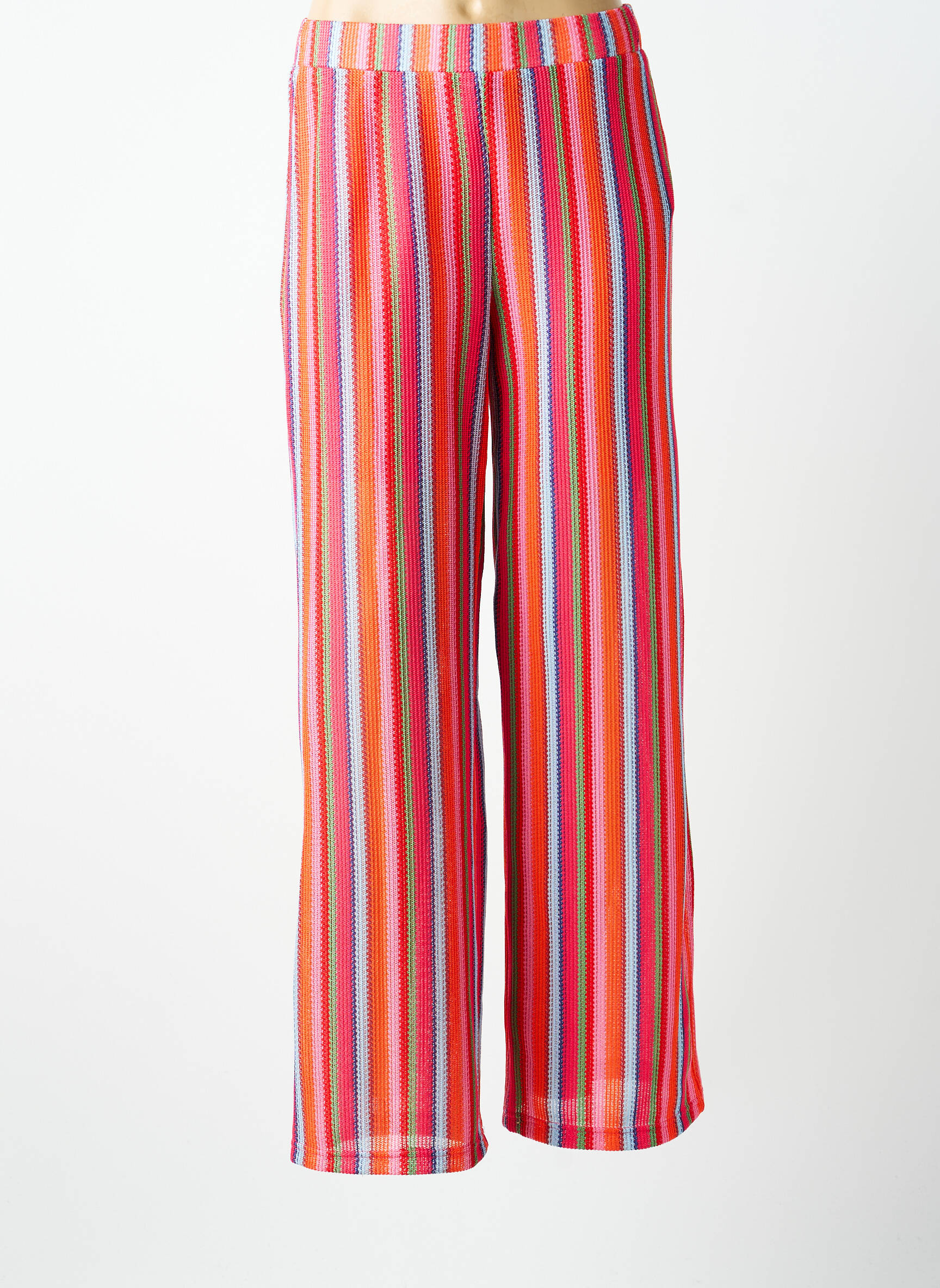 Pantalon droit taille élastique taille normale rose ICHI femme
