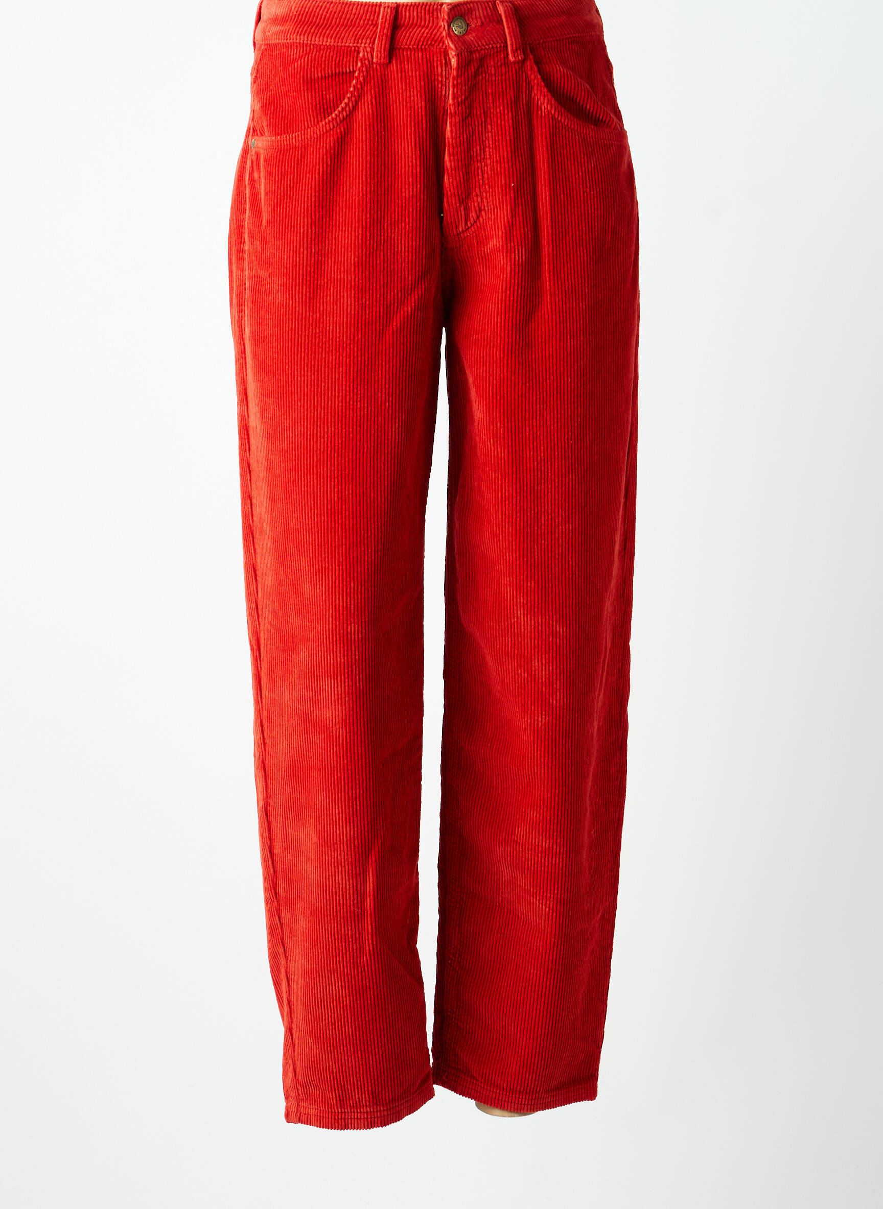 Pantalon droit stretch taille haute orange BLUTSGESCHWISTER femme
