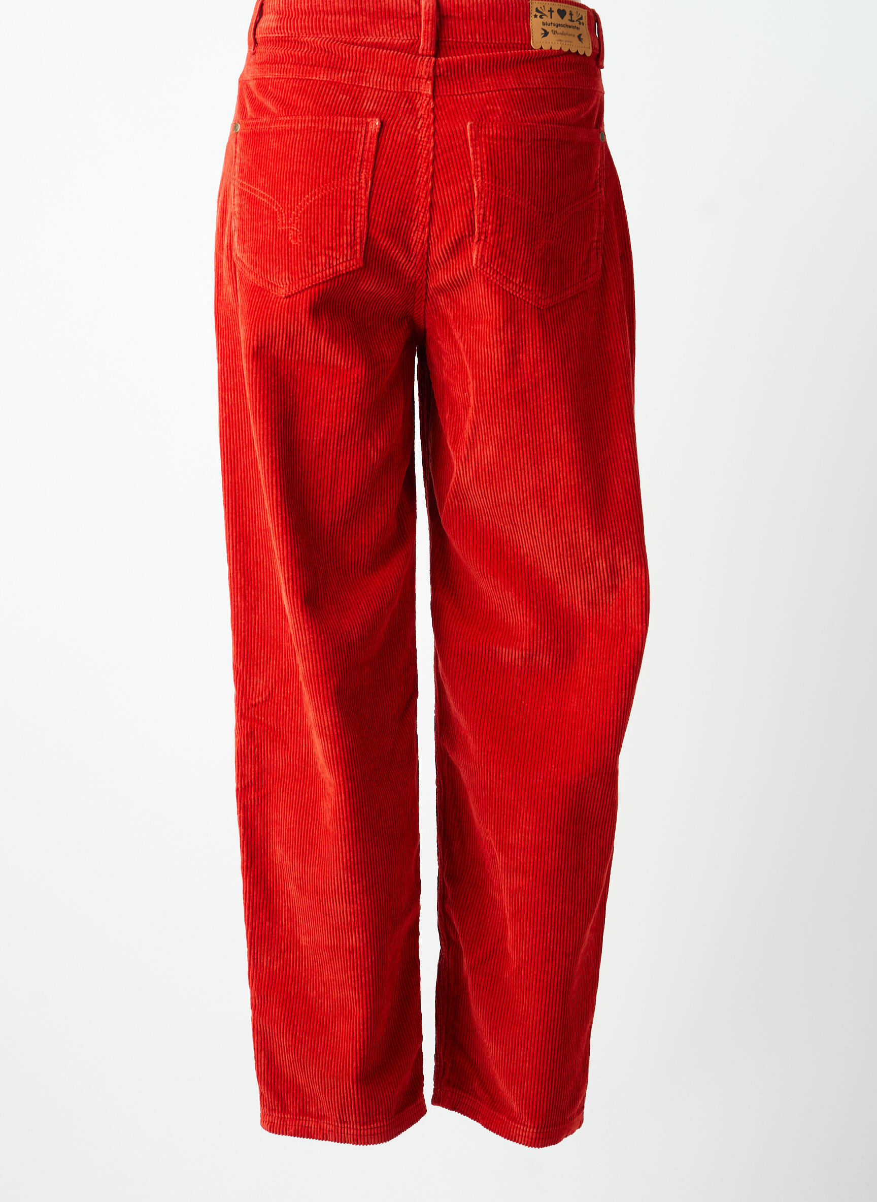 Pantalon droit stretch taille haute orange BLUTSGESCHWISTER femme