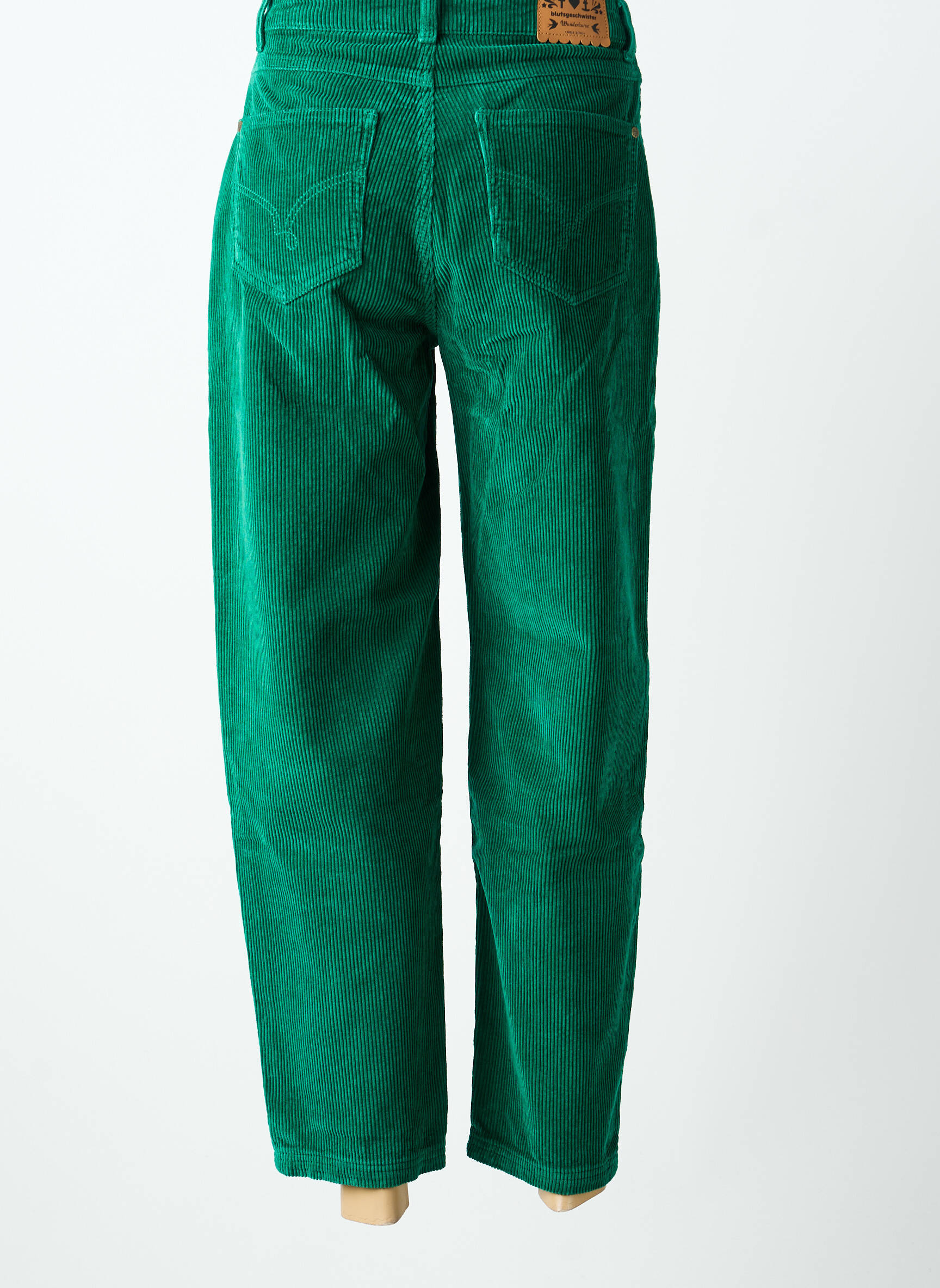 Pantalon droit stretch taille haute vert BLUTSGESCHWISTER femme