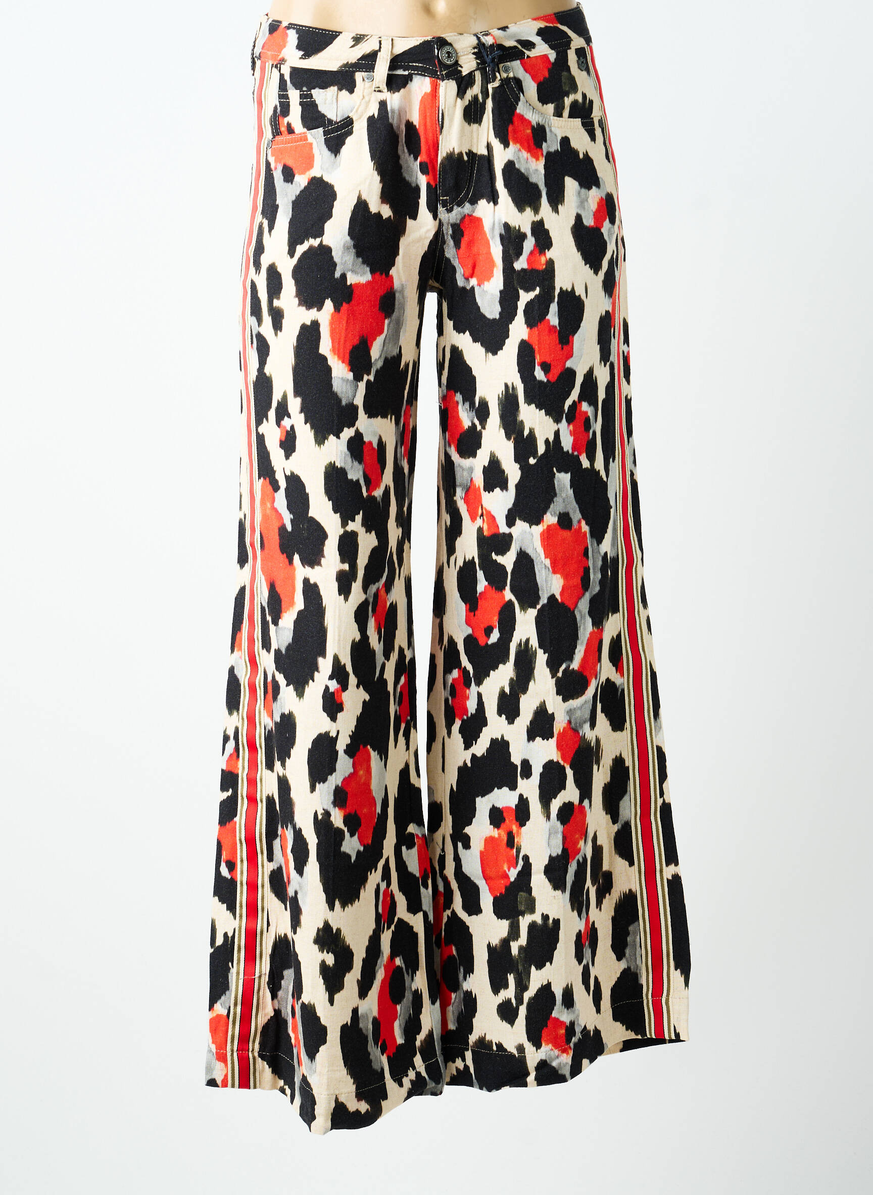 Pantalon large fermeture zippée sous rabat boutonné taille normale orange FREEMAN T.PORTER femme