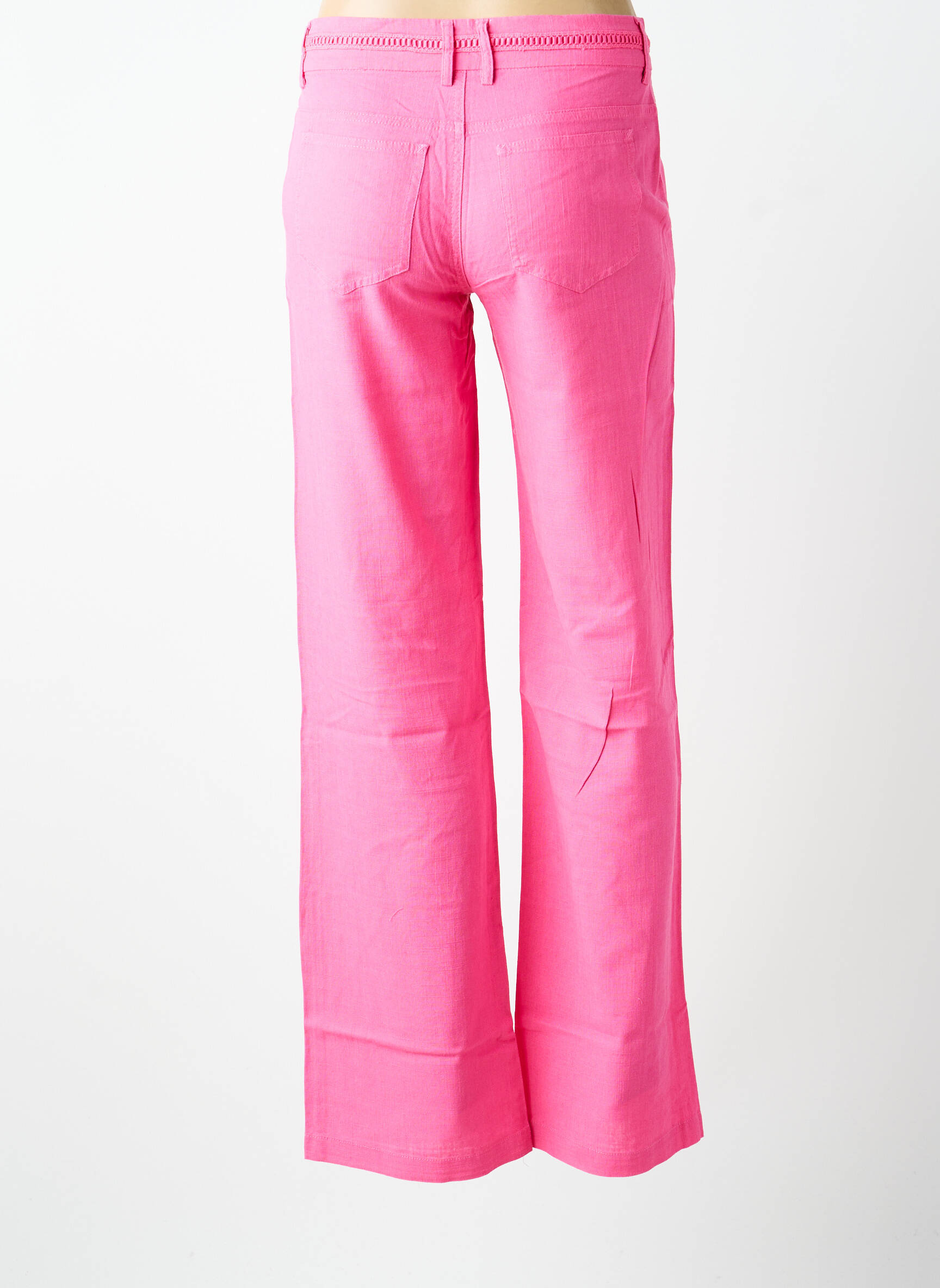 Pantalon droit tissage crêpe taille basse rose FREEMAN T.PORTER femme