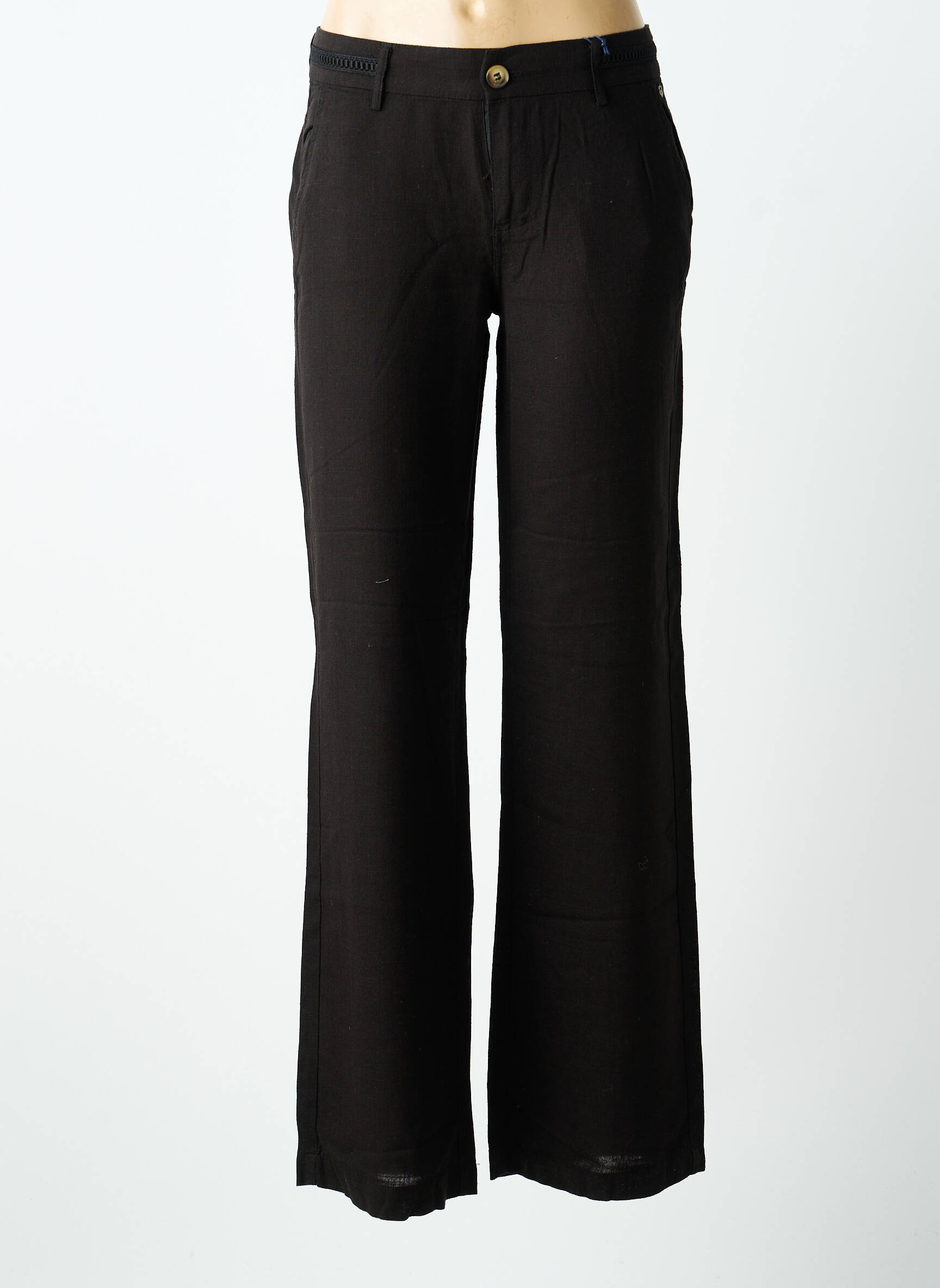 Pantalon droit tissage crêpe taille basse noir FREEMAN T.PORTER femme