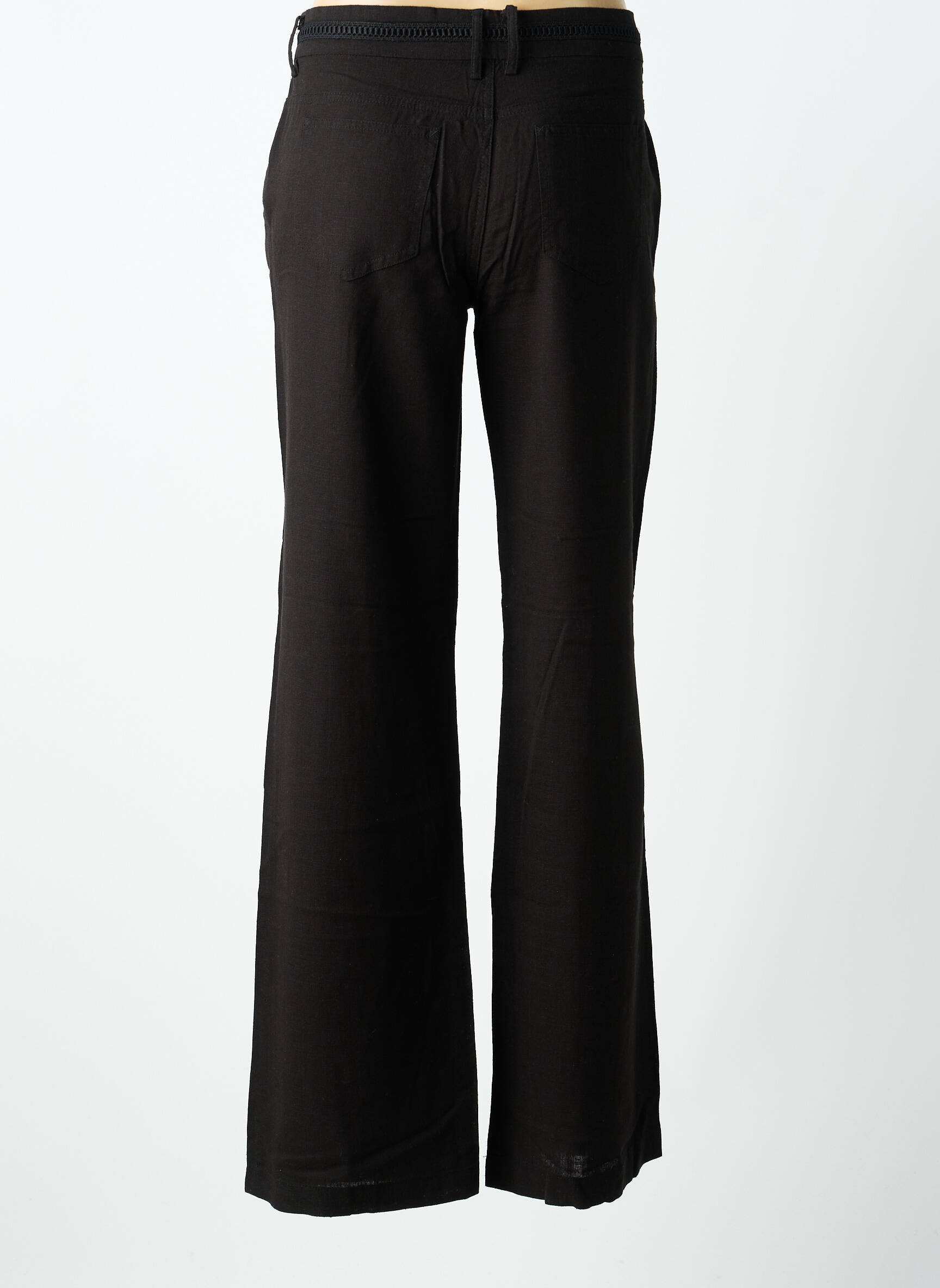 Pantalon droit tissage crêpe taille basse noir FREEMAN T.PORTER femme