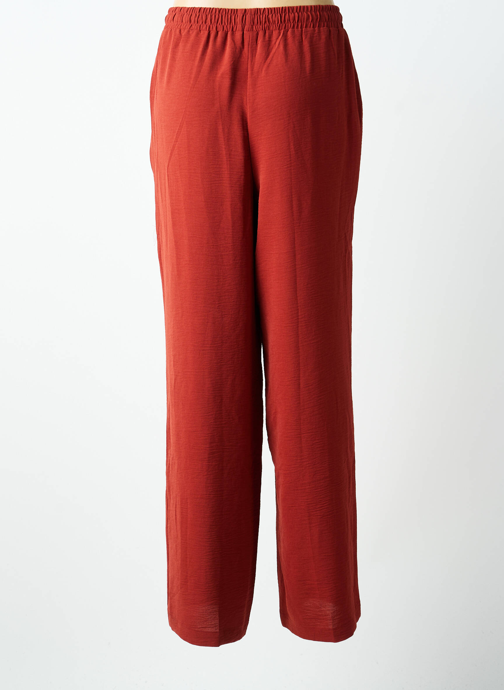 Pantalon droit tissage crêpe taille normale orange TIFFOSI femme