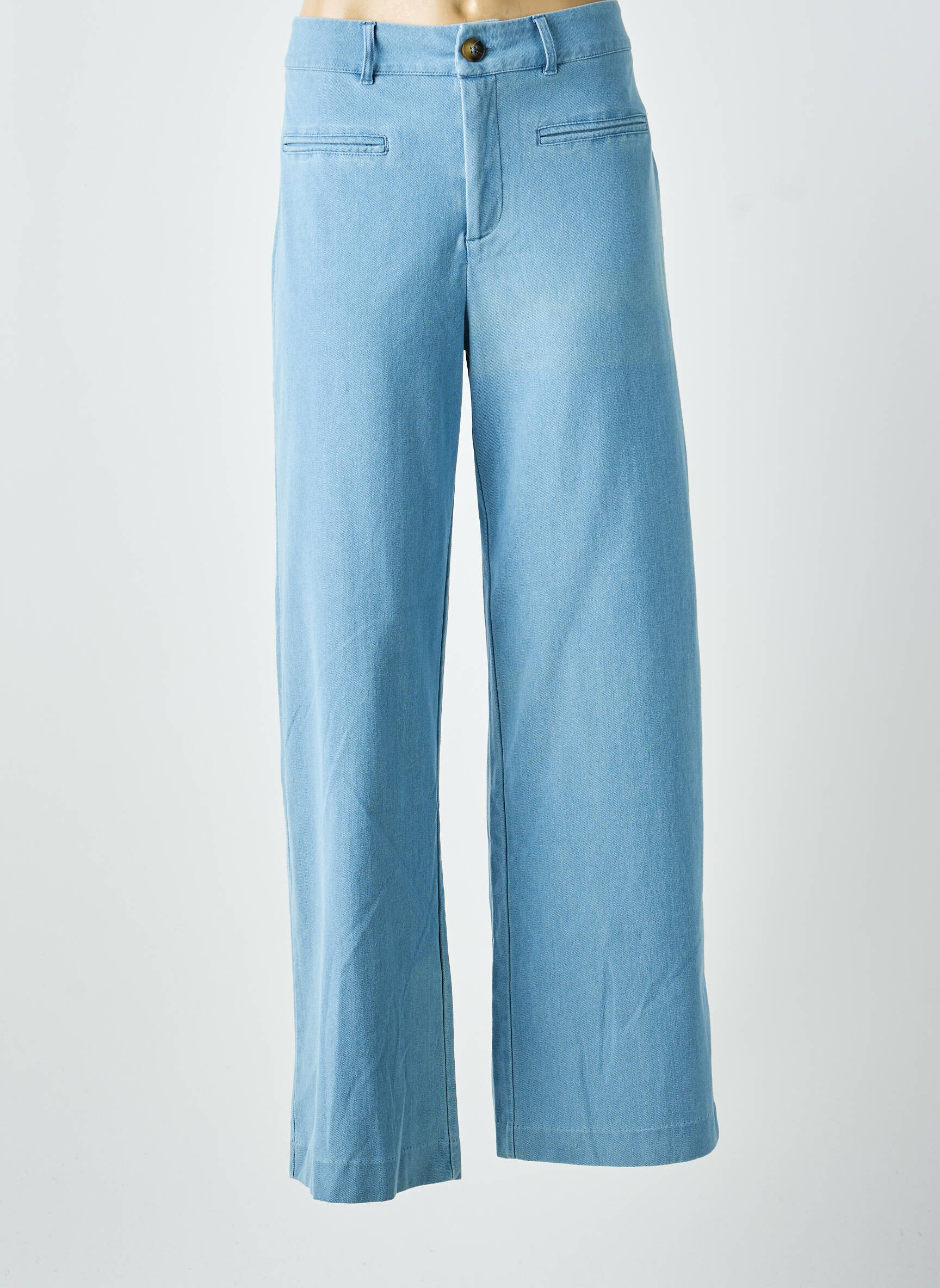 Jeans coupe large taille à pinces taille haute bleu ICHI femme