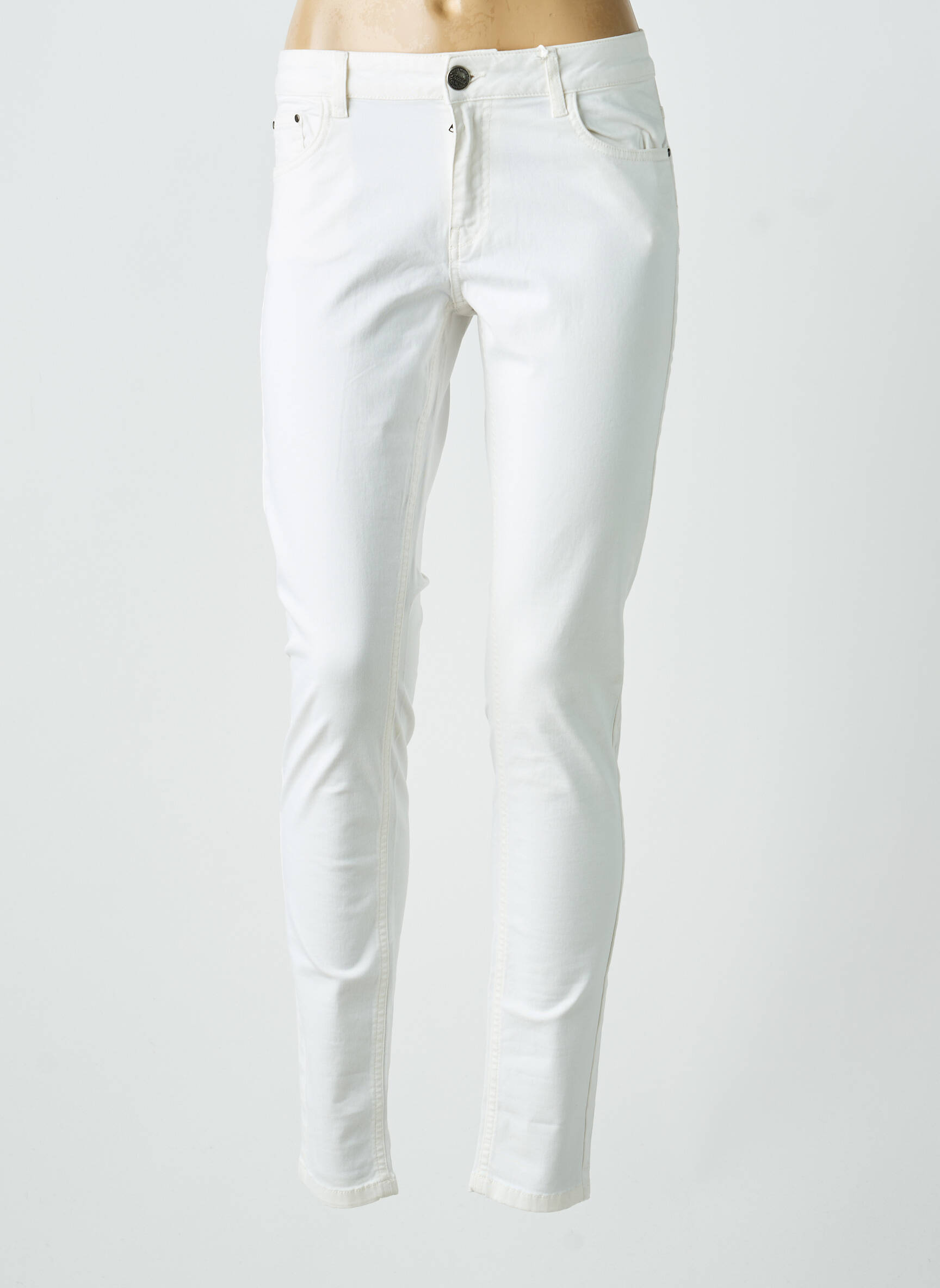 Jeans coupe slim stretch taille normale blanc GEISHA femme