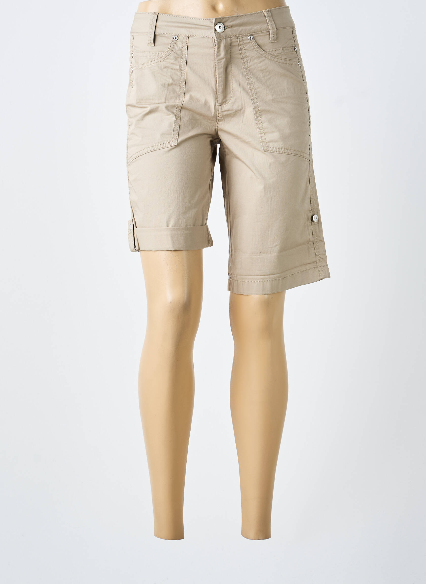 Short fermeture zippée sous rabat boutonné taille normale beige STREET ONE femme