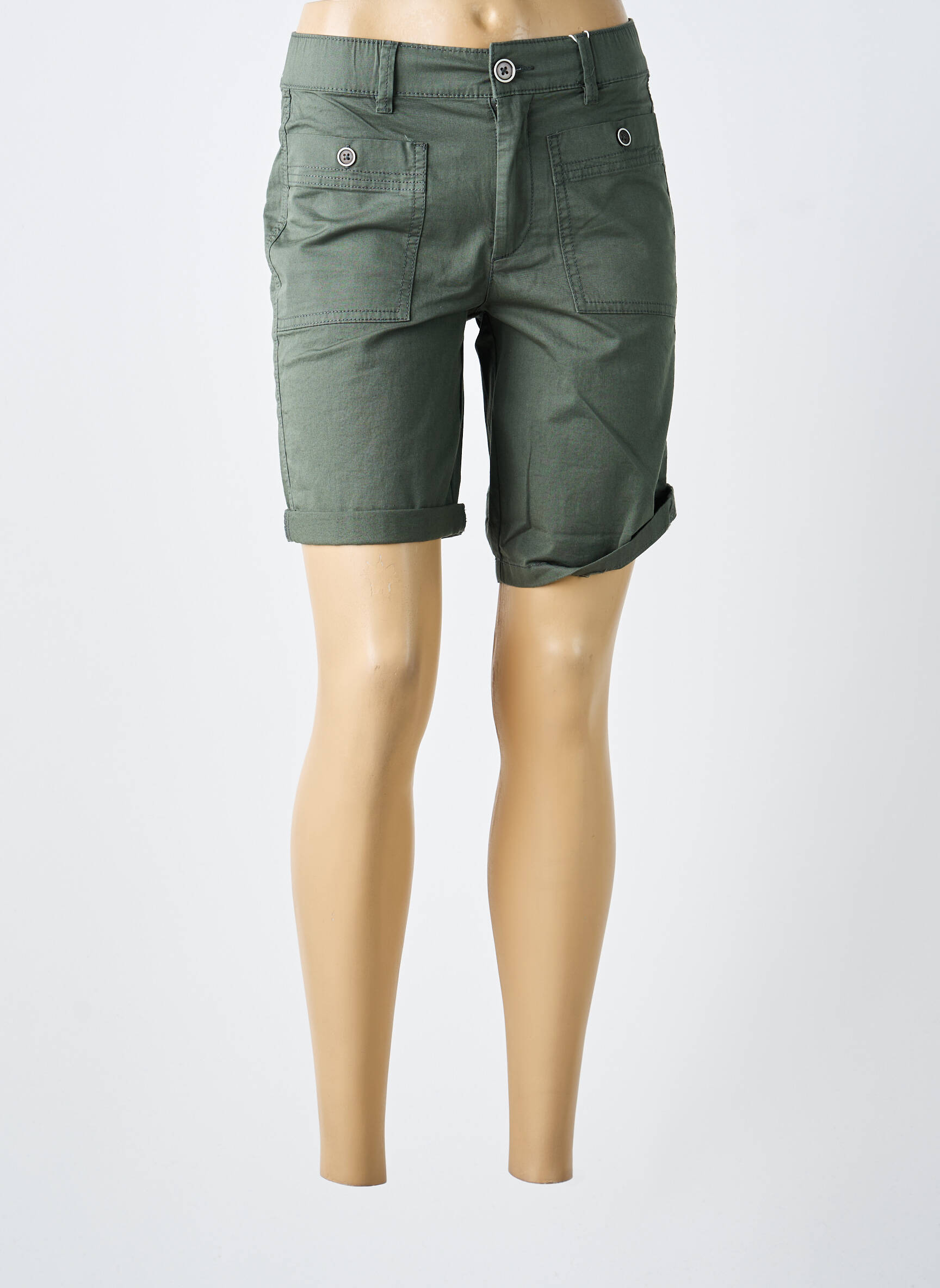 Short fermeture zippée sous rabat boutonné taille normale vert STREET ONE femme