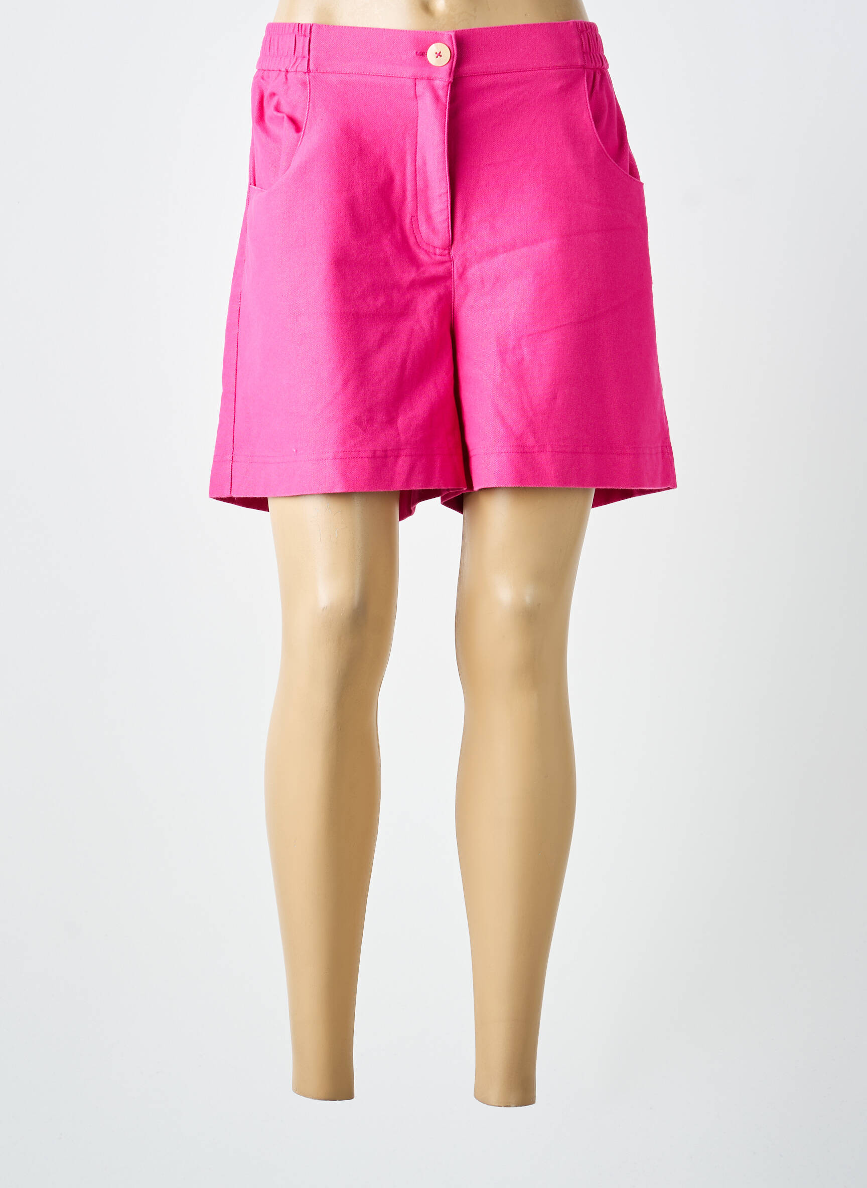 Short fermeture zippée sous rabat boutonné taille normale rose ICHI femme