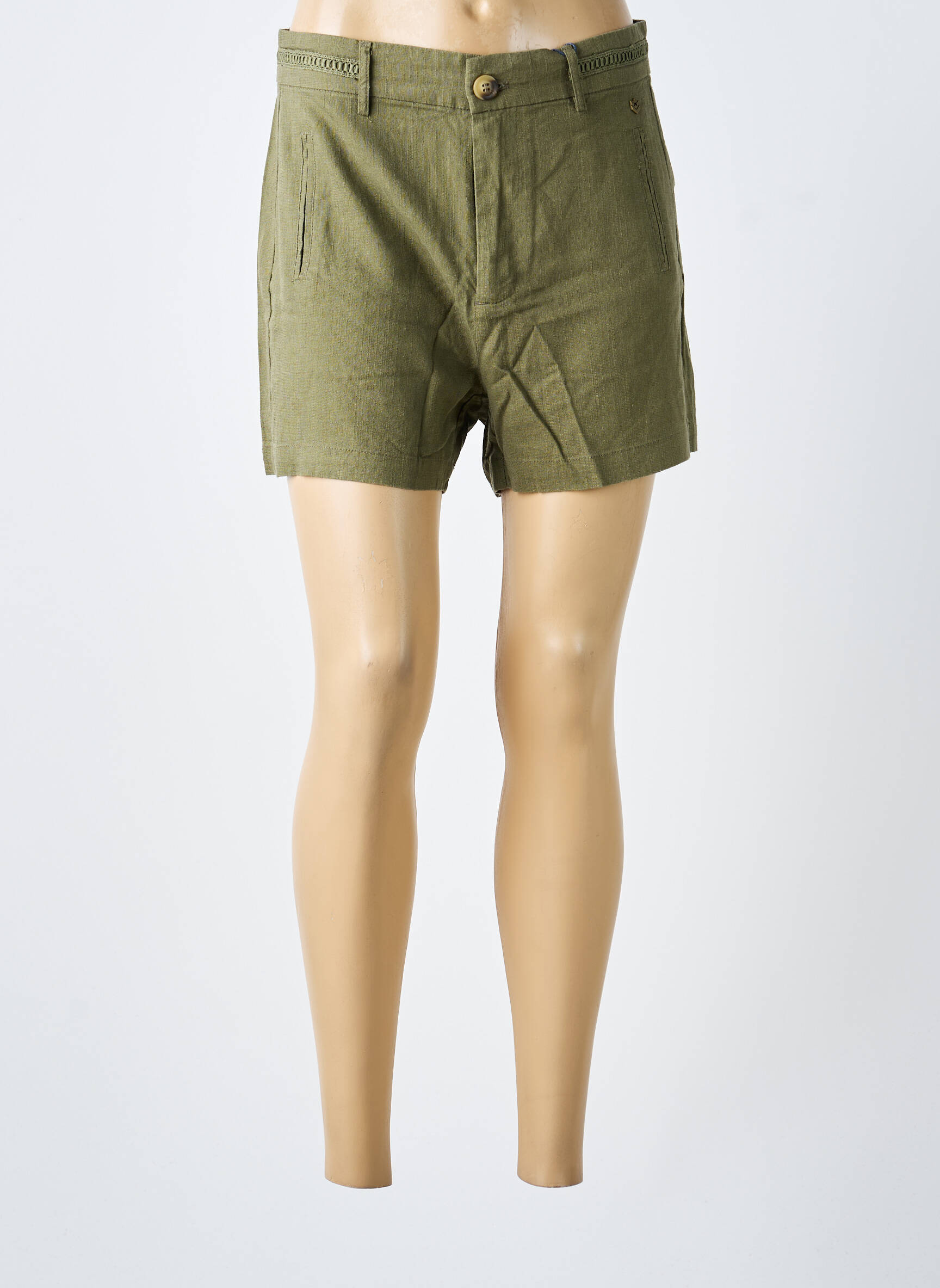 Short fermeture zippée sous rabat boutonné taille normale vert FREEMAN T.PORTER femme
