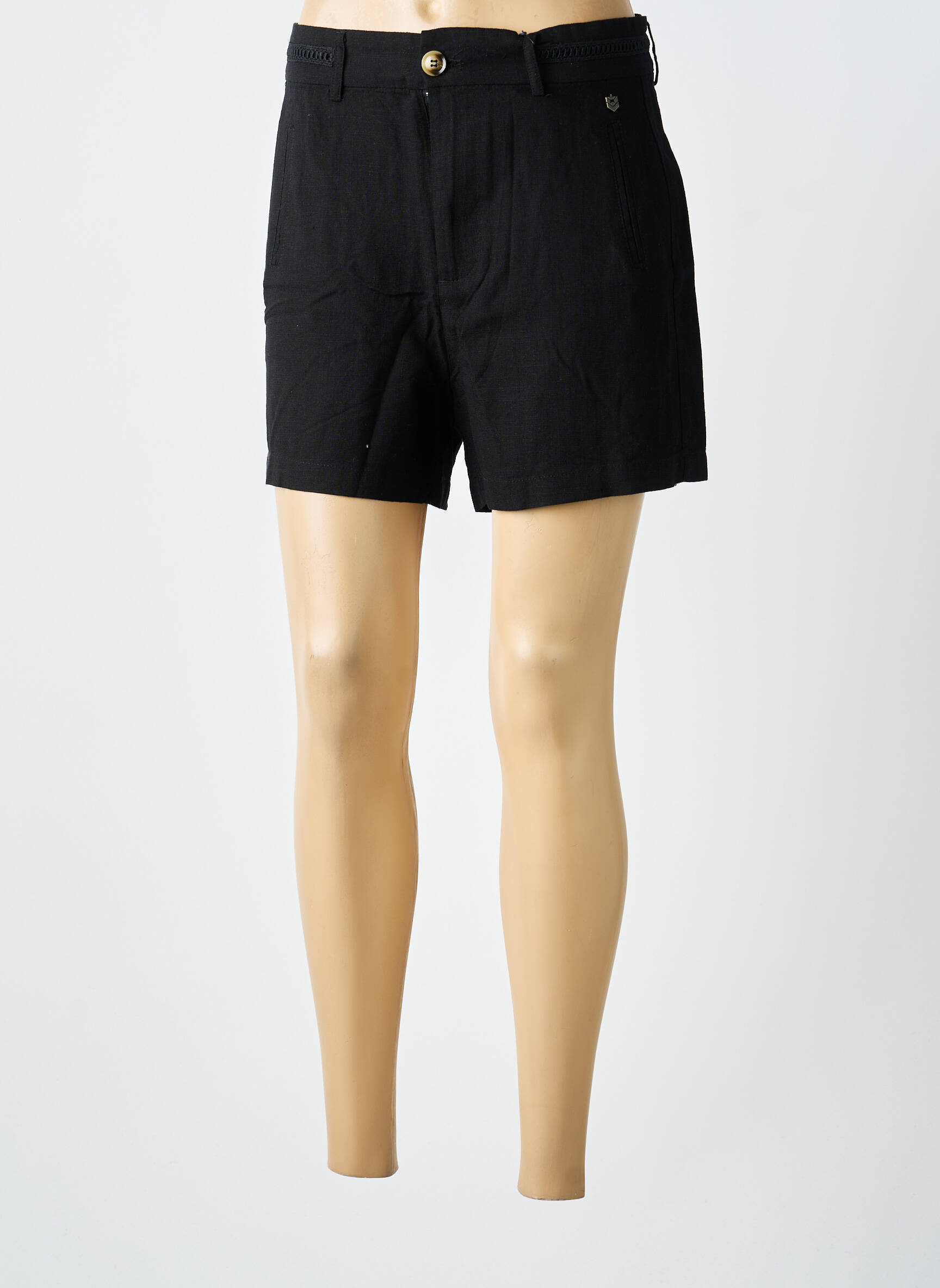 Short fermeture zippée sous rabat boutonné taille normale noir FREEMAN T.PORTER femme