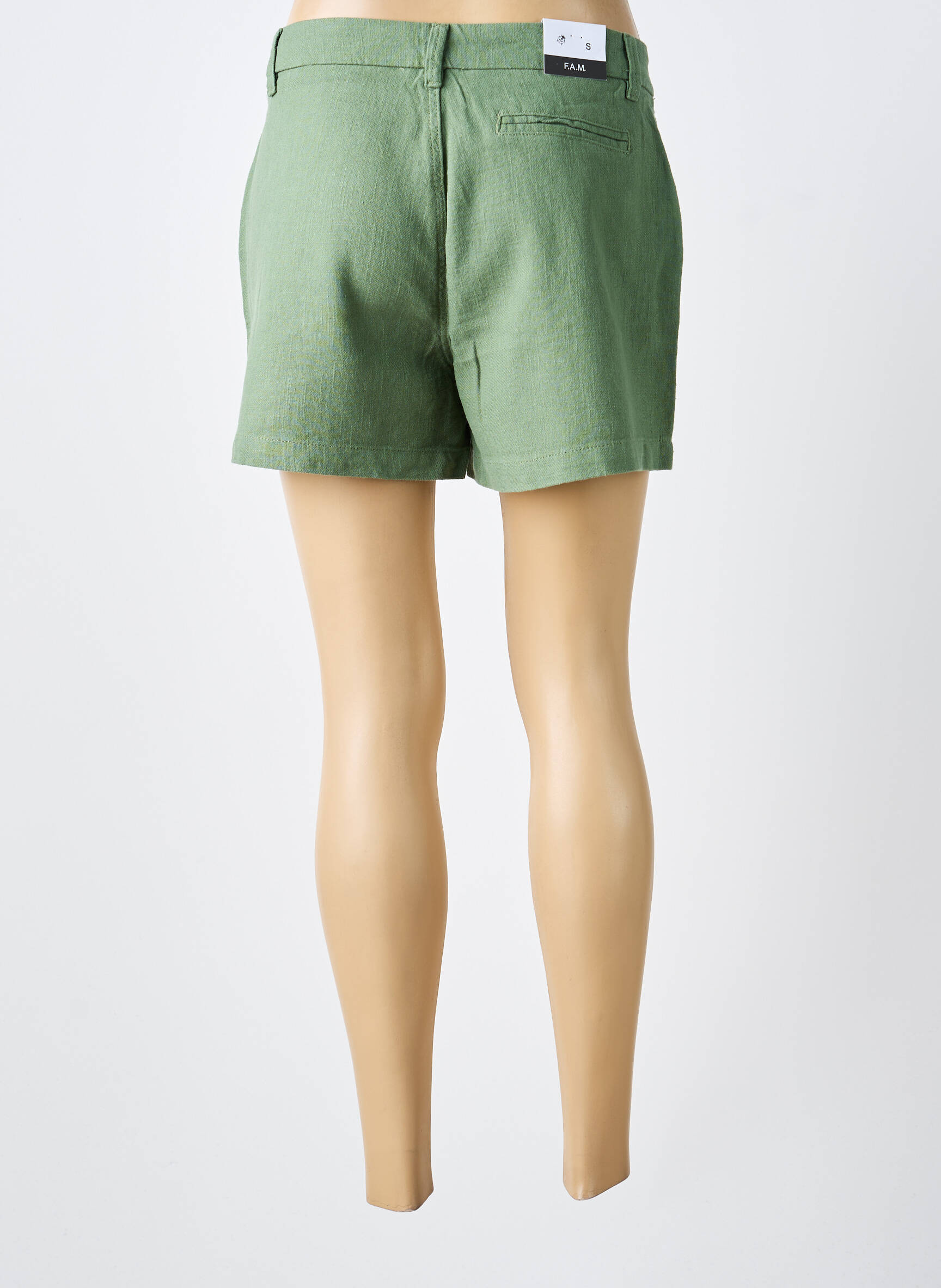 Short fermeture zippée sous rabat boutonné taille normale vert F.A.M. femme