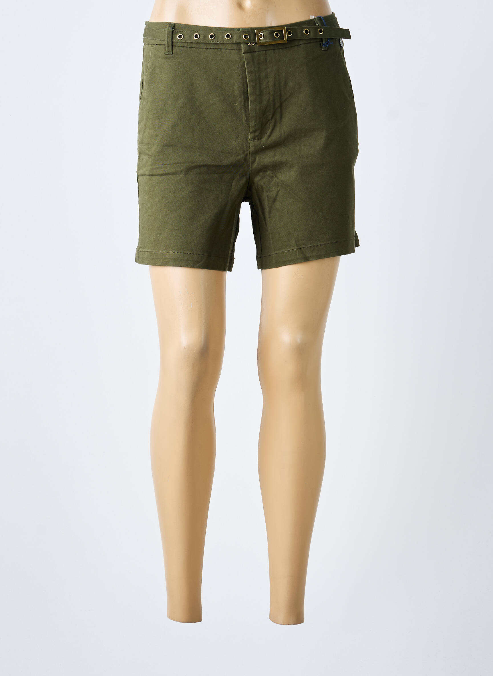 Short fermeture zippée sous rabat boutonné taille normale vert FREEMAN T.PORTER femme