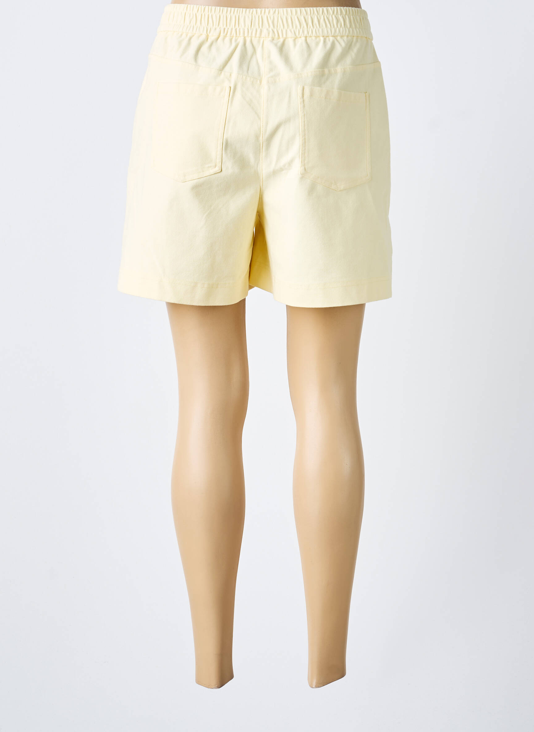 Short fermeture zippée sous rabat boutonné jaune ICHI femme